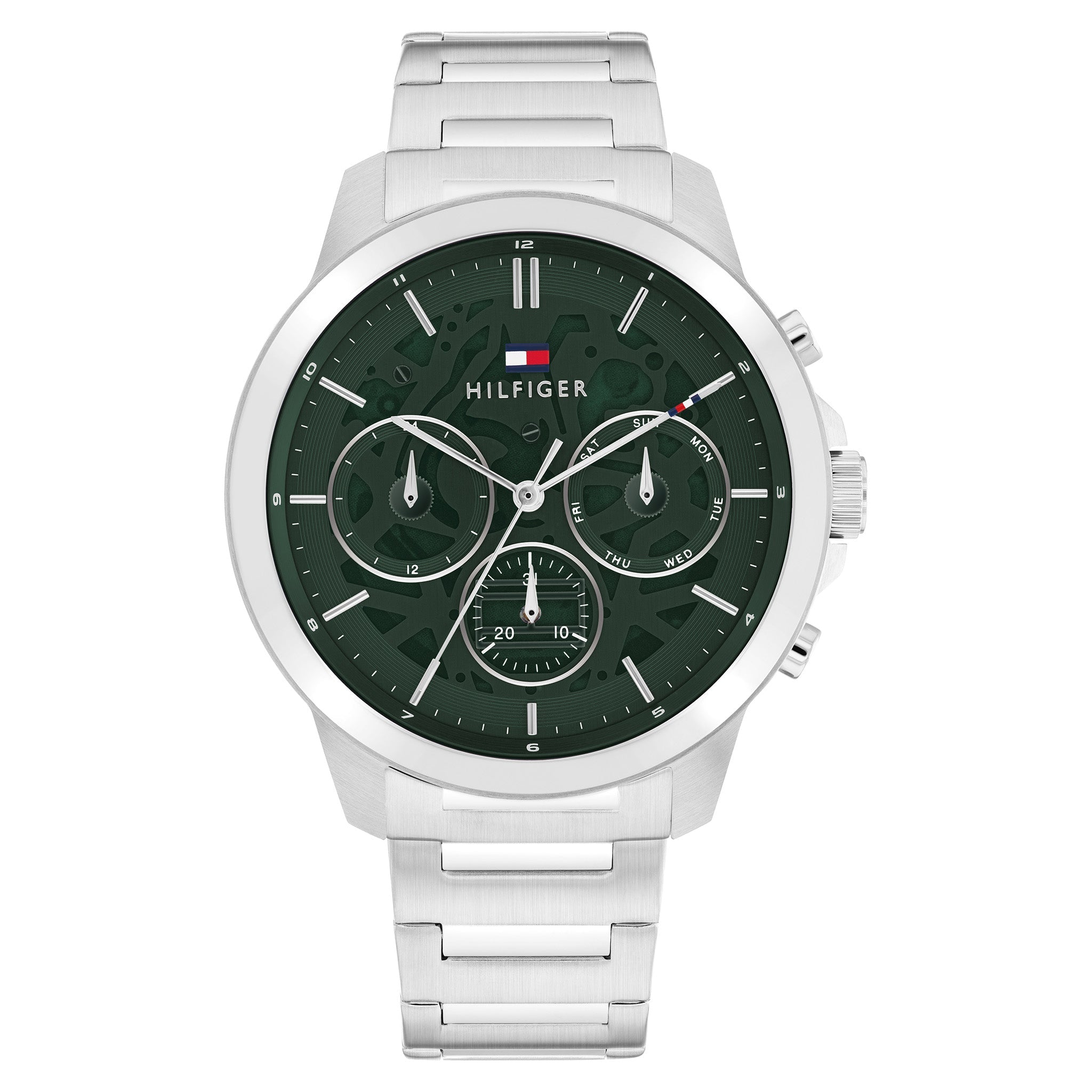 Tommy Hilfiger Stainless Steel Green Dial Multi-function Men's Watch - 1710686