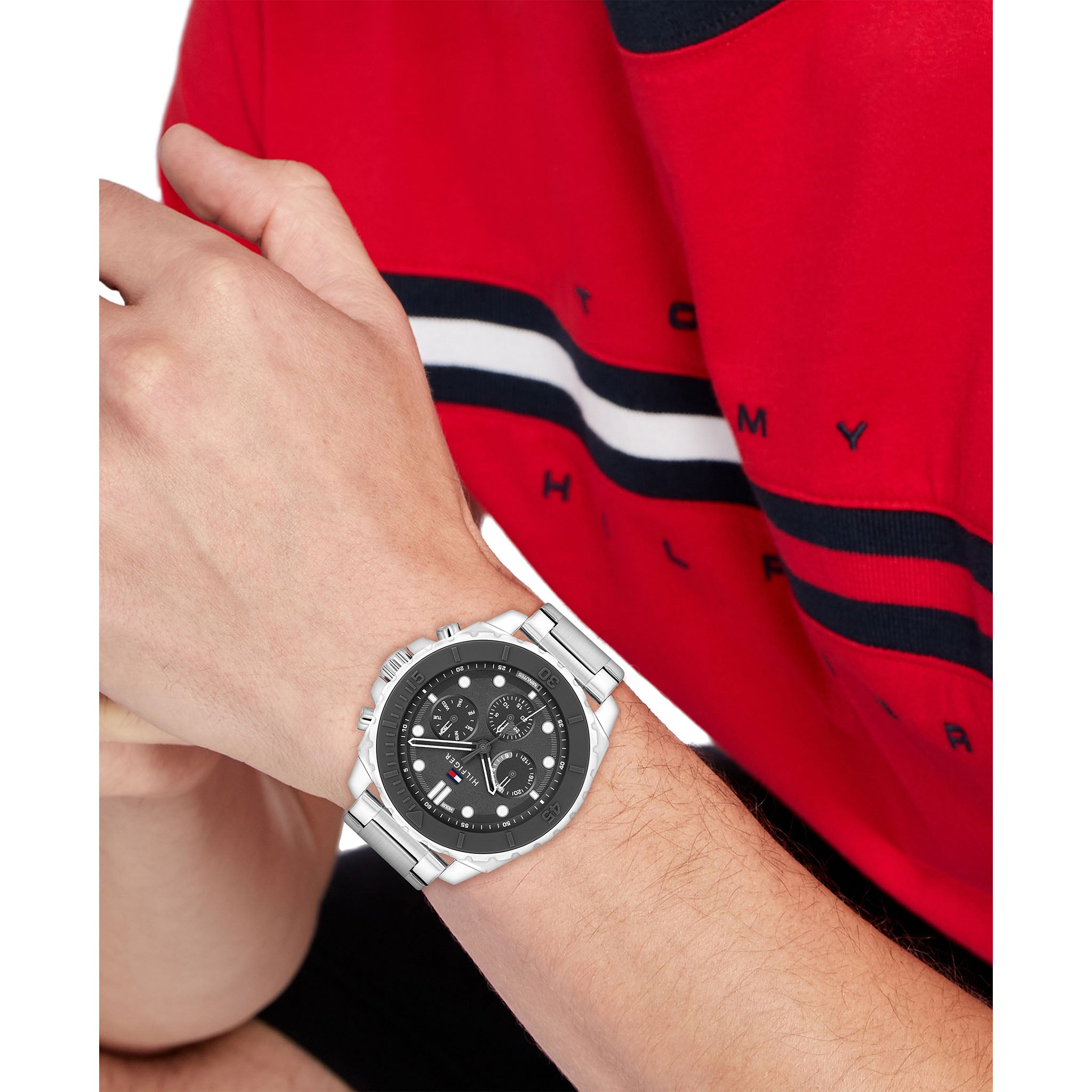 Tommy Hilfiger Stainless Steel Dark Grey Dial Multi-function Men's Watch - 1710689