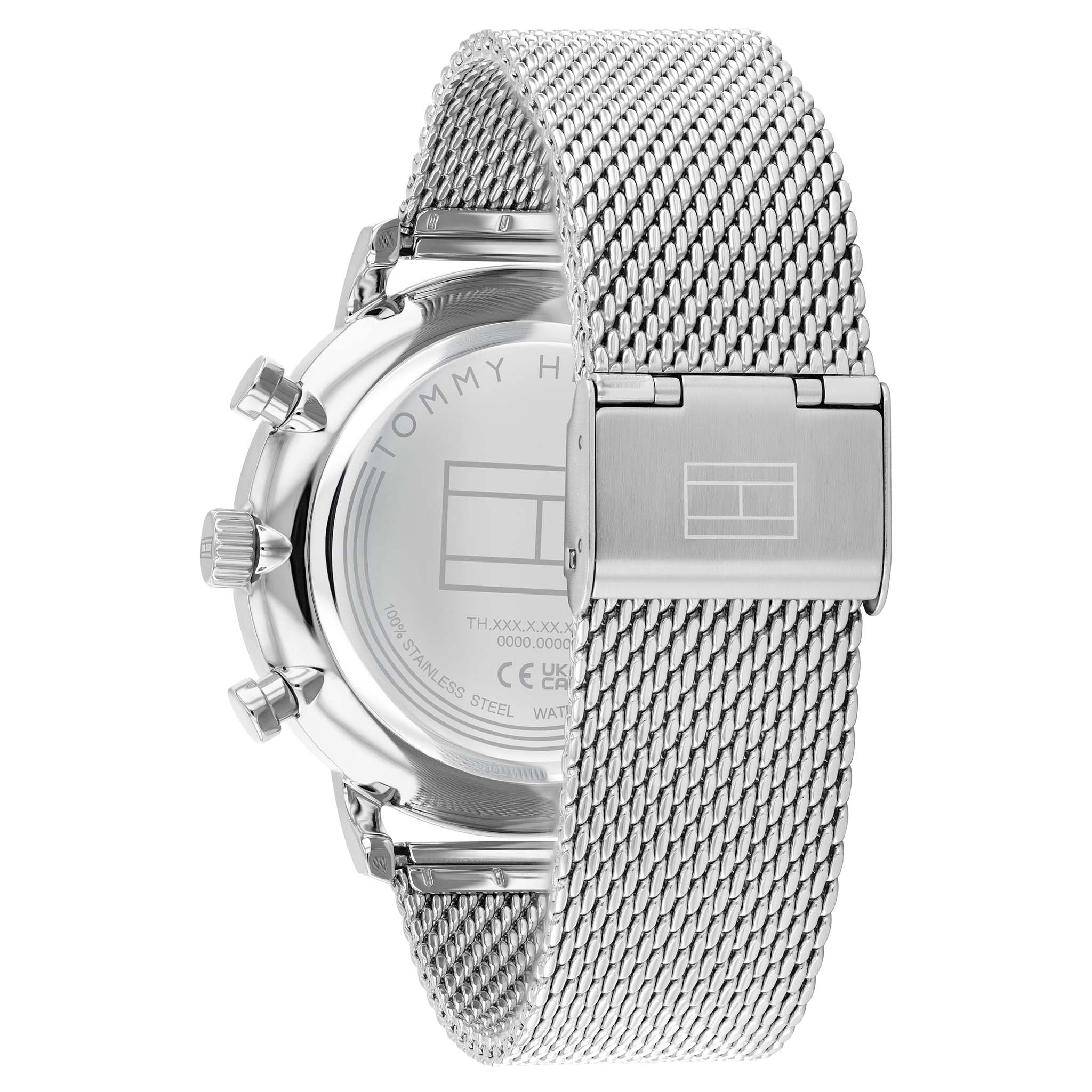 Tommy Hilfiger Stainless Steel Mesh Black Dial Multi-function Men's Watch - 1710708