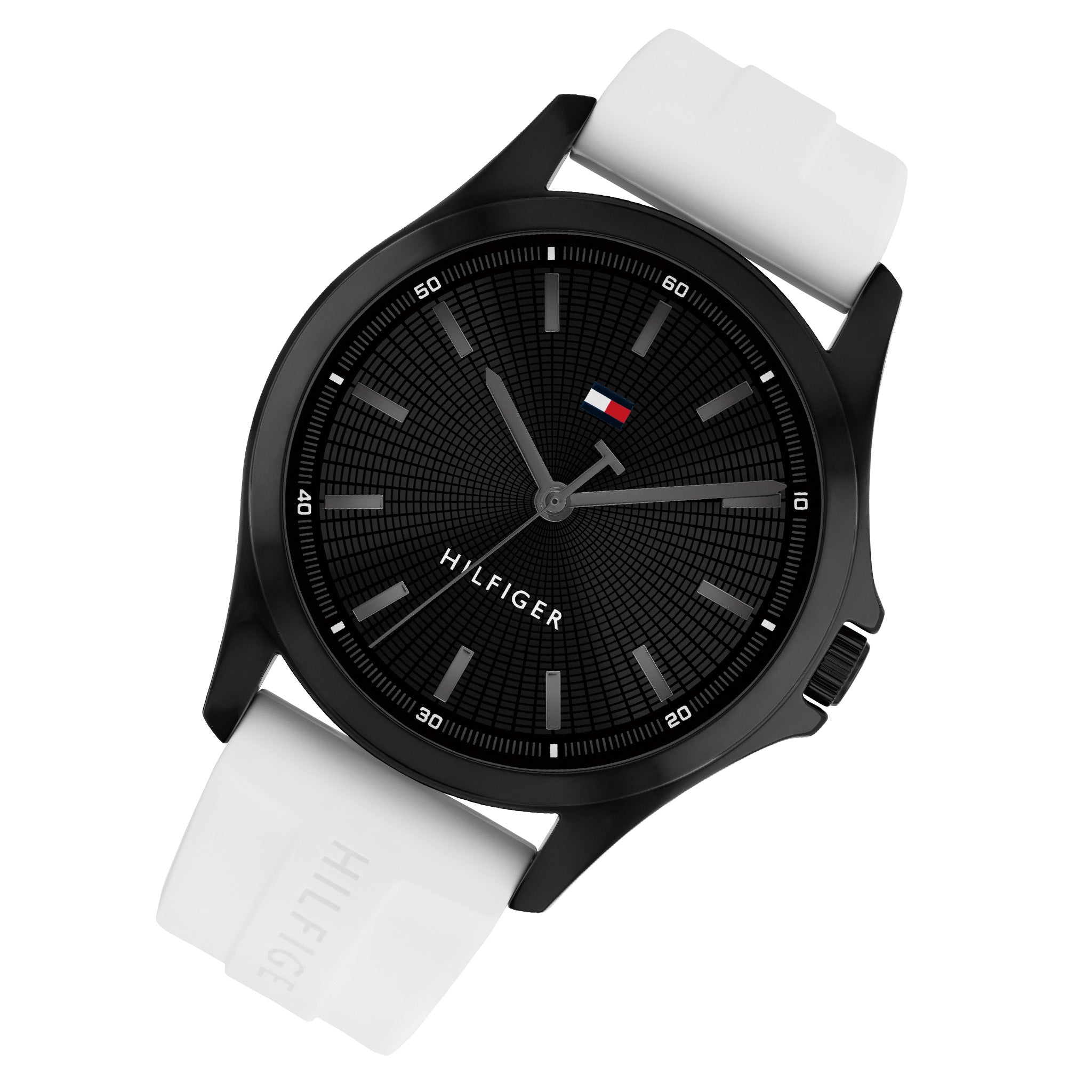 Tommy Hilfiger White Silicone Black Dial Men's Watch - 1710740