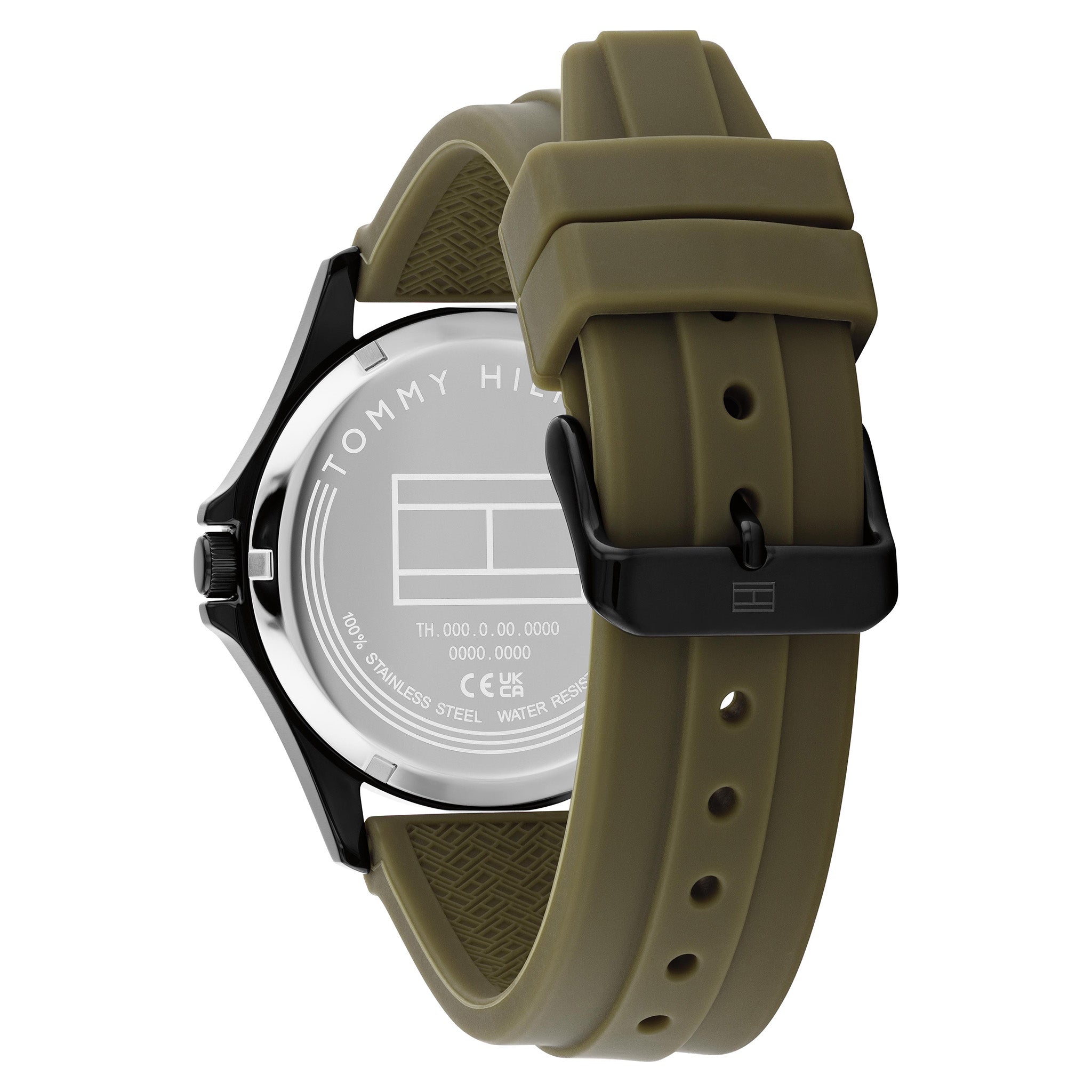 Tommy Hilfiger Green Silicone Black Dial Men's Watch - 1710741