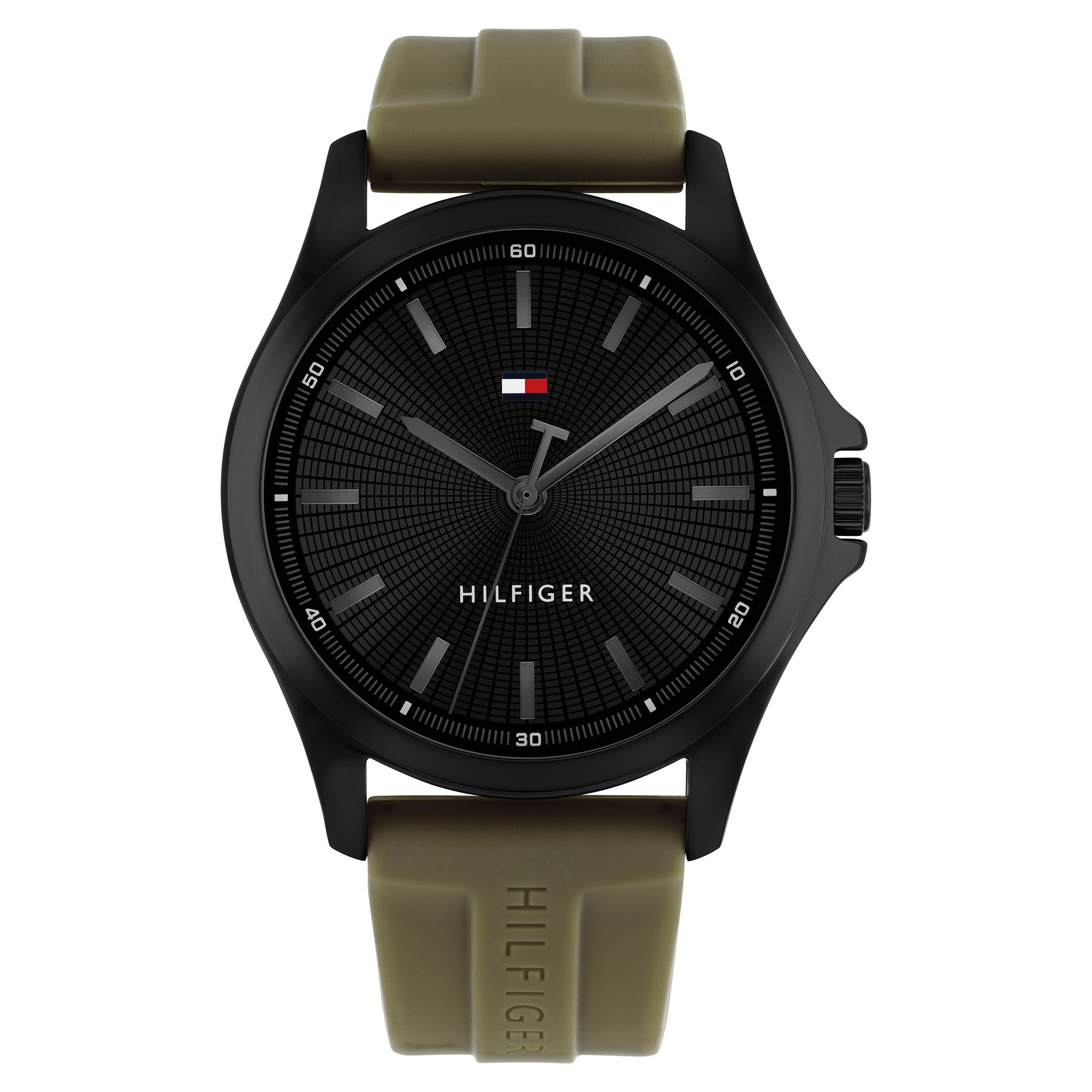 Tommy Hilfiger Green Silicone Black Dial Men's Watch - 1710741