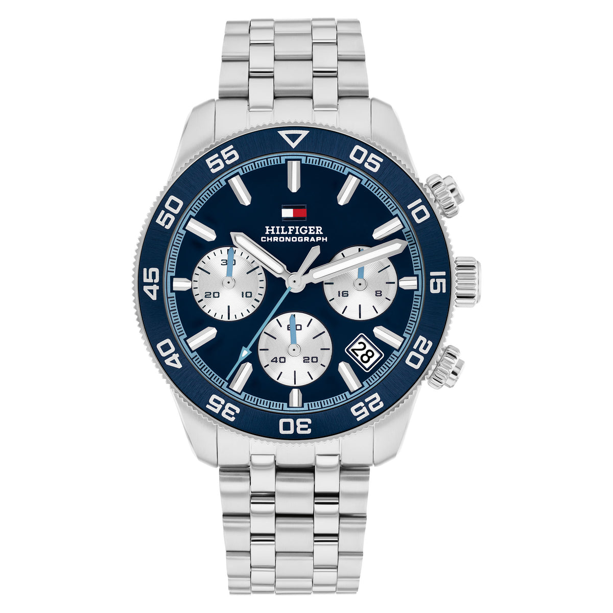 Tommy Hilfiger Stainless Steel Blue Dial Chronograph Men's Watch - 1710743