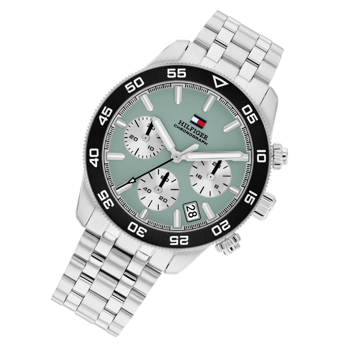 Tommy Hilfiger Stainless Steel Turquoise Dial Chronograph Men's Watch - 1710745