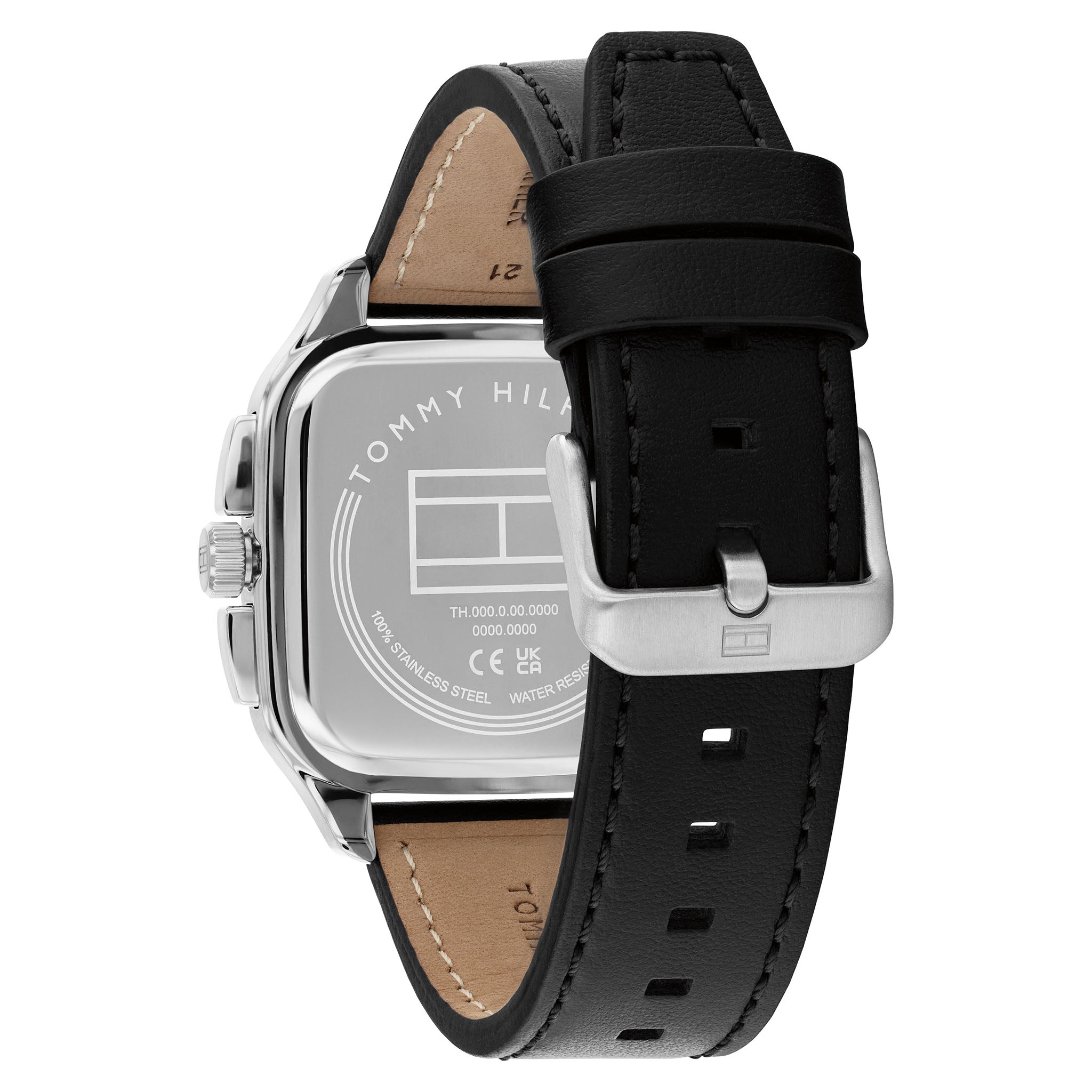 Tommy Hilfiger Black Leather Blue Dial Multi-function Men's Watch - 1710756