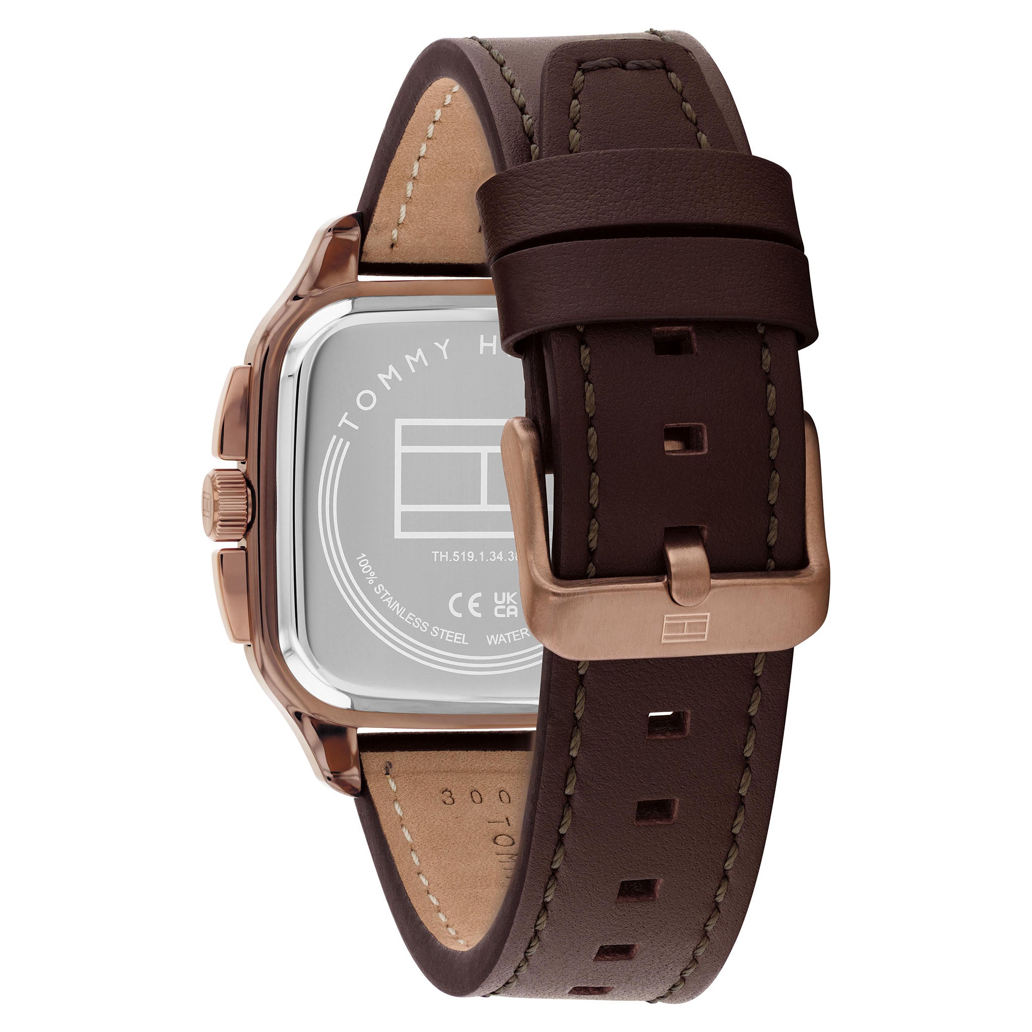 Tommy Hilfiger Brown Leather Green Dial Multi-function Men's Watch - 1710757