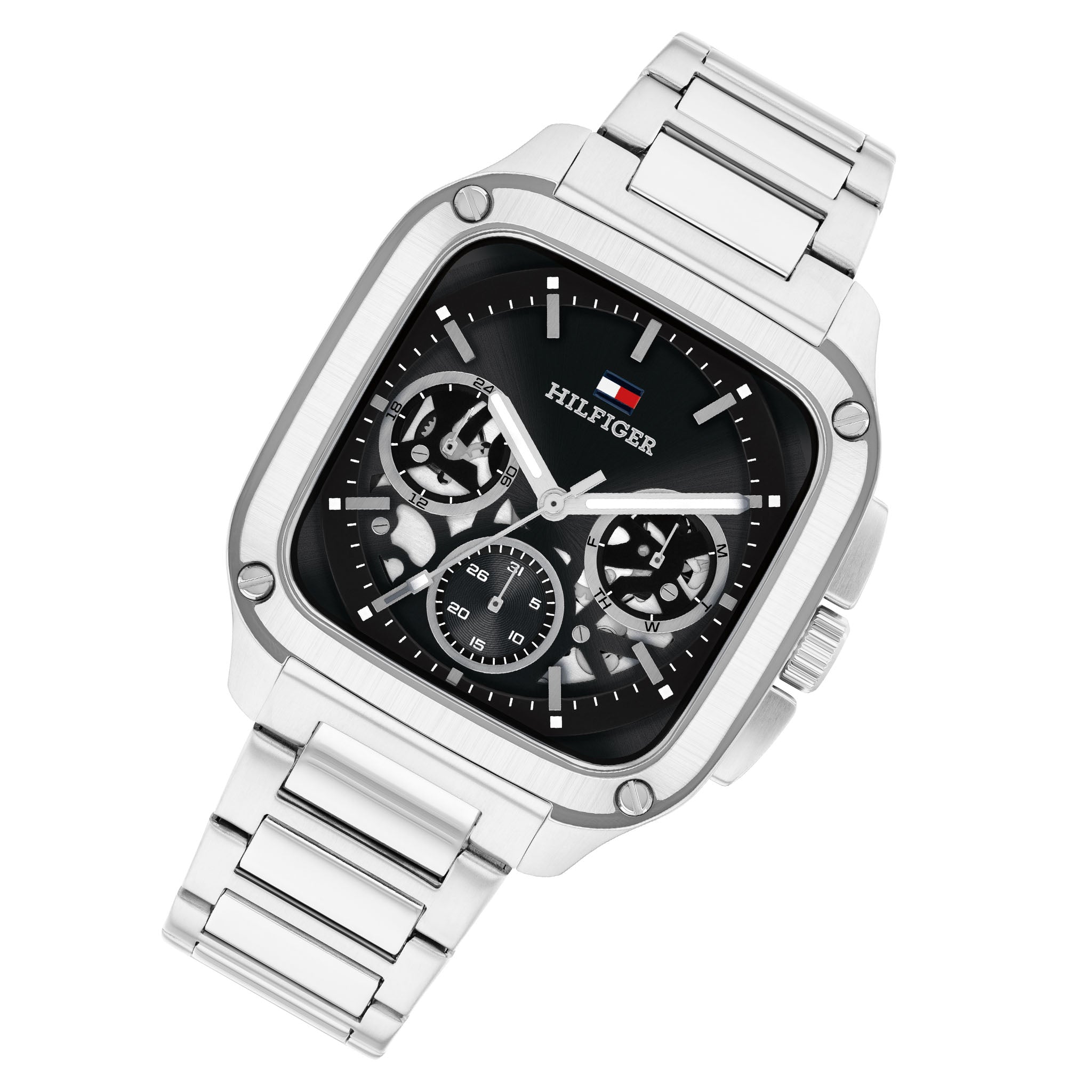 Tommy Hilfiger Silver Steel Black Dial Multi-function Men's Watch - 1710758