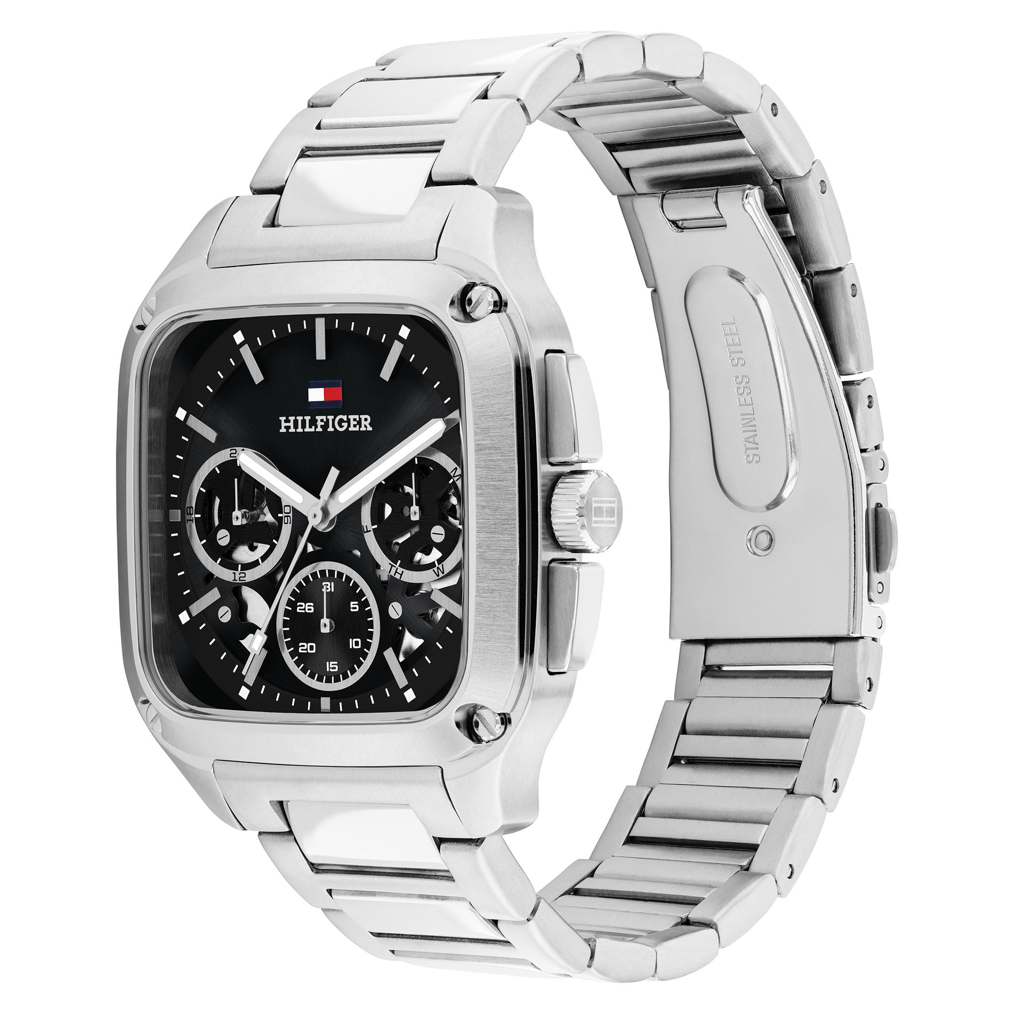 Tommy Hilfiger Silver Steel Black Dial Multi-function Men's Watch - 1710758