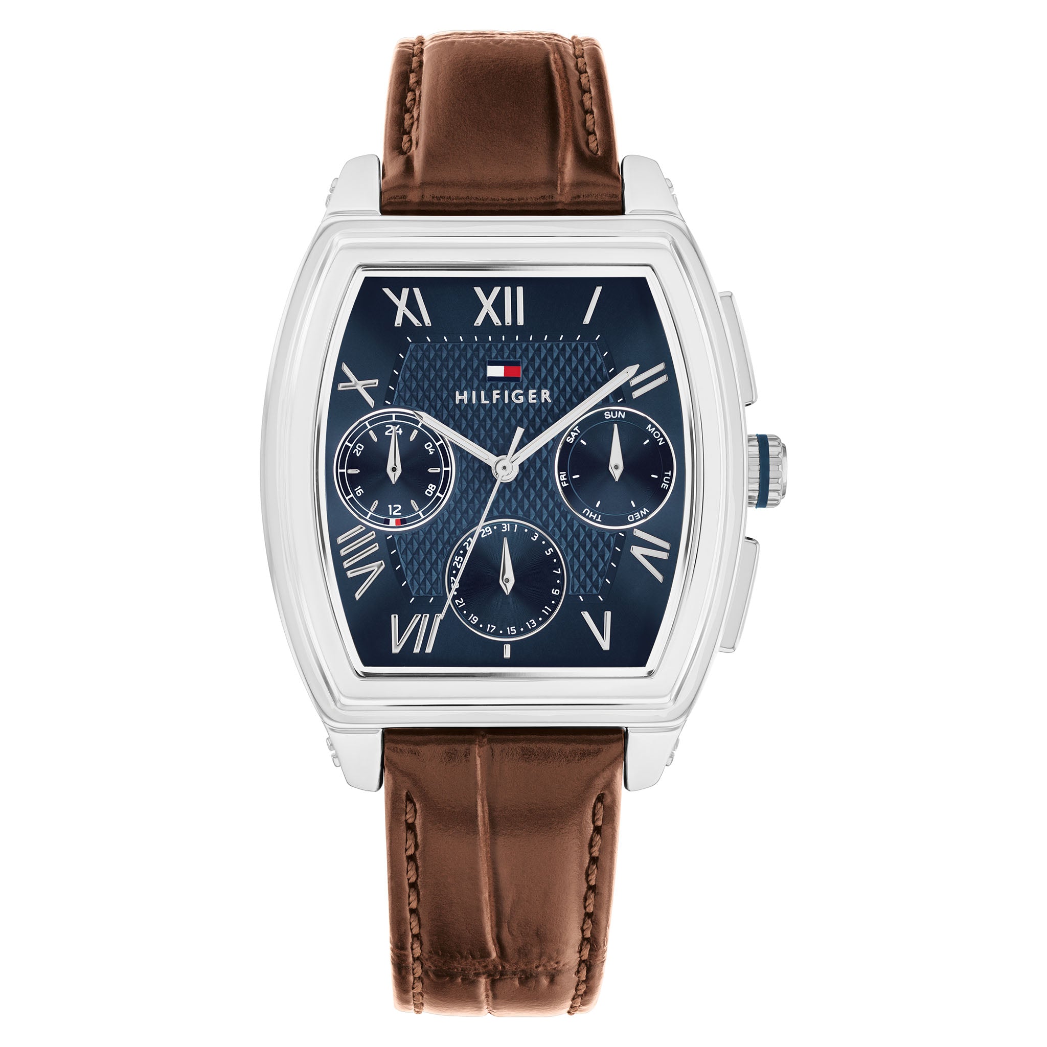 Tommy Hilfiger Brown Leather Blue Dial Multi-function Men's Watch - 1710760