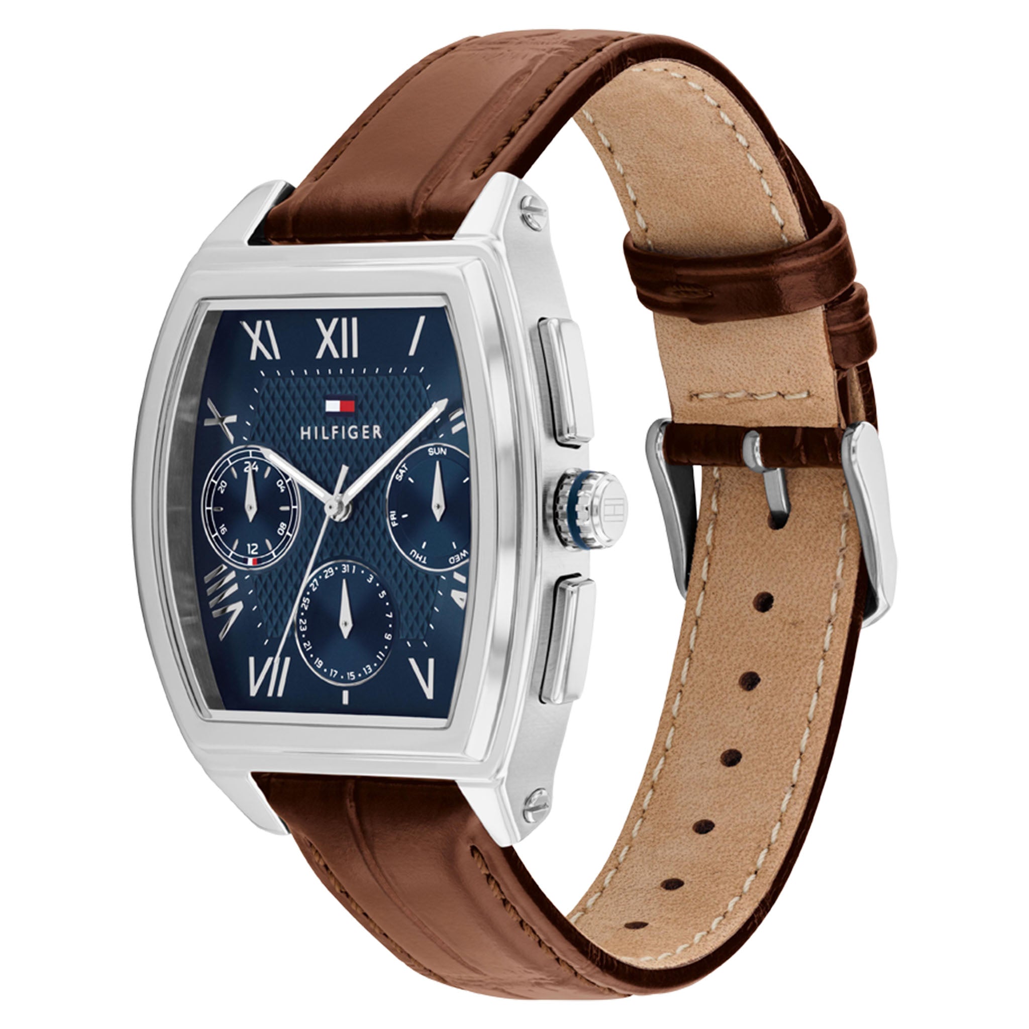 Tommy Hilfiger Brown Leather Blue Dial Multi-function Men's Watch - 1710760