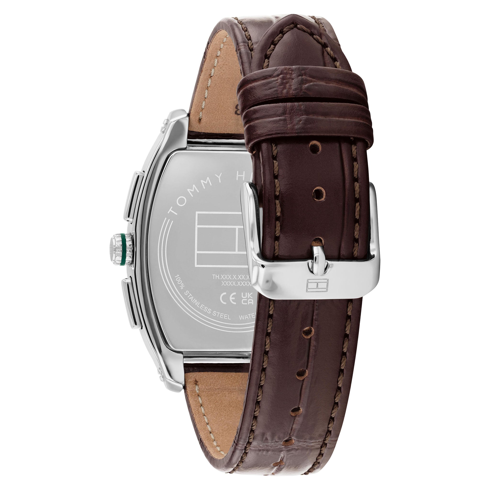 Tommy Hilfiger Dark Brown Leather Green Dial Multi-function Men's Watch - 1710762