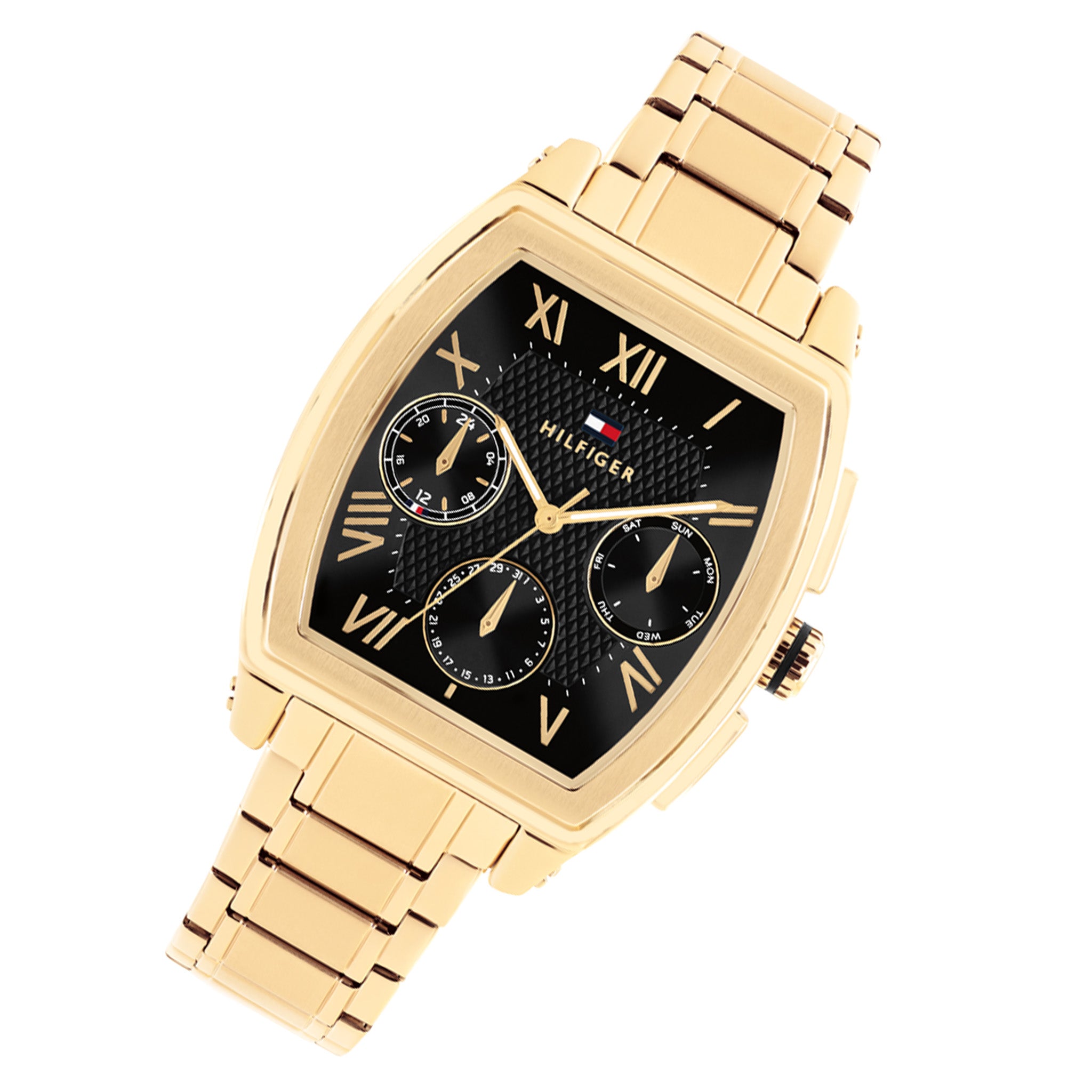 Tommy Hilfiger Gold Steel Black Dial Multi-function Men's Watch - 1710764