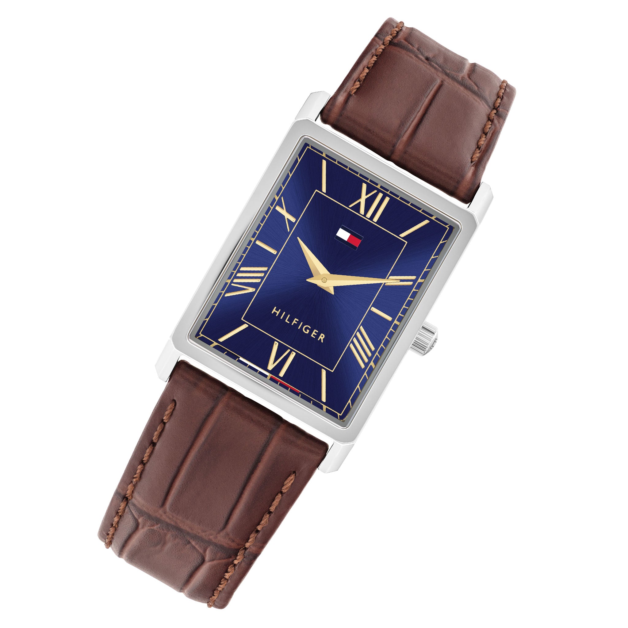 Tommy Hilfiger Brown Leather Blue Dial Men's Watch - 1710771