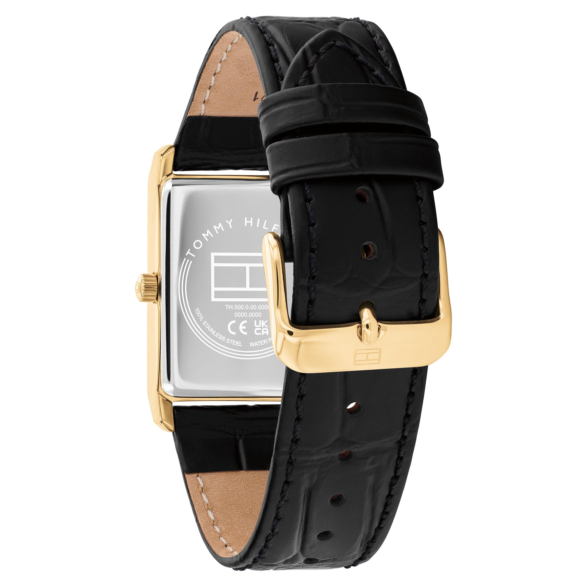 Tommy Hilfiger Black Leather Silver White Dial Men's Watch - 1710772