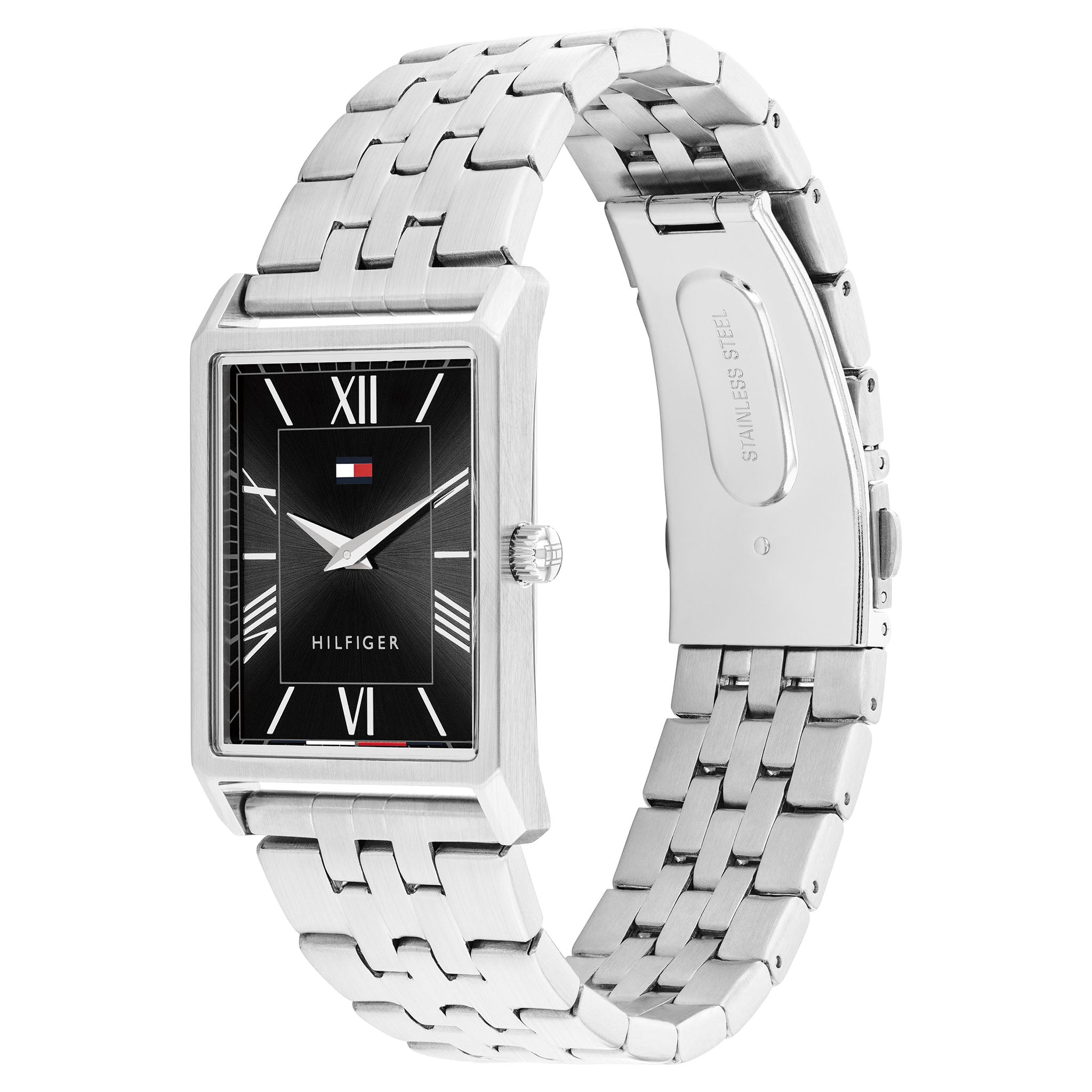 Tommy Hilfiger Silver Steel Black Dial Men's Watch - 1710773
