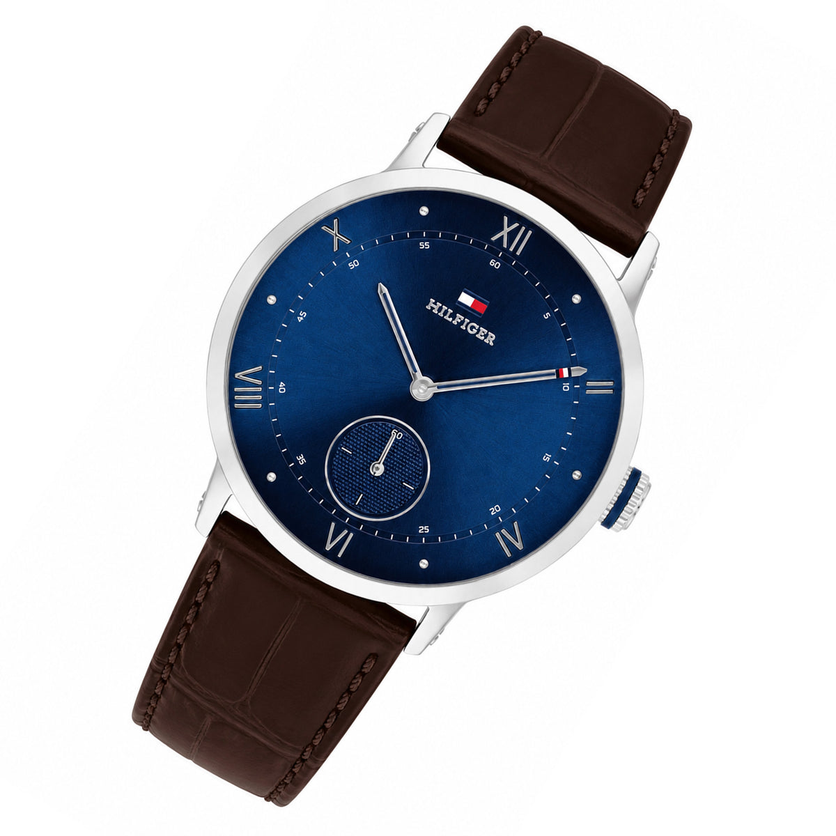Tommy Hilfiger Brown Leather Blue Dial Men's Watch - 1710800