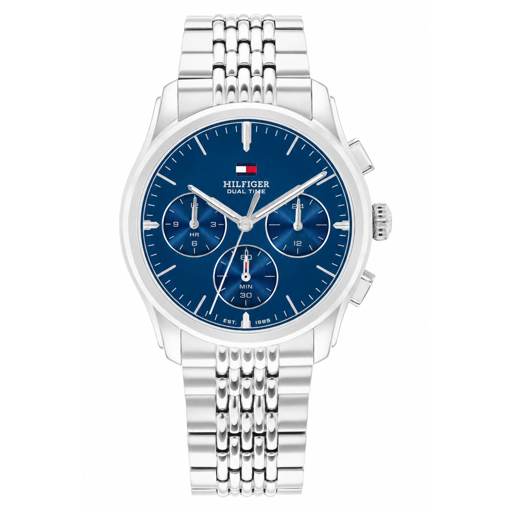 Tommy Hilfiger Silver Steel Blue Dial Multi-function Men's Watch - 1710811