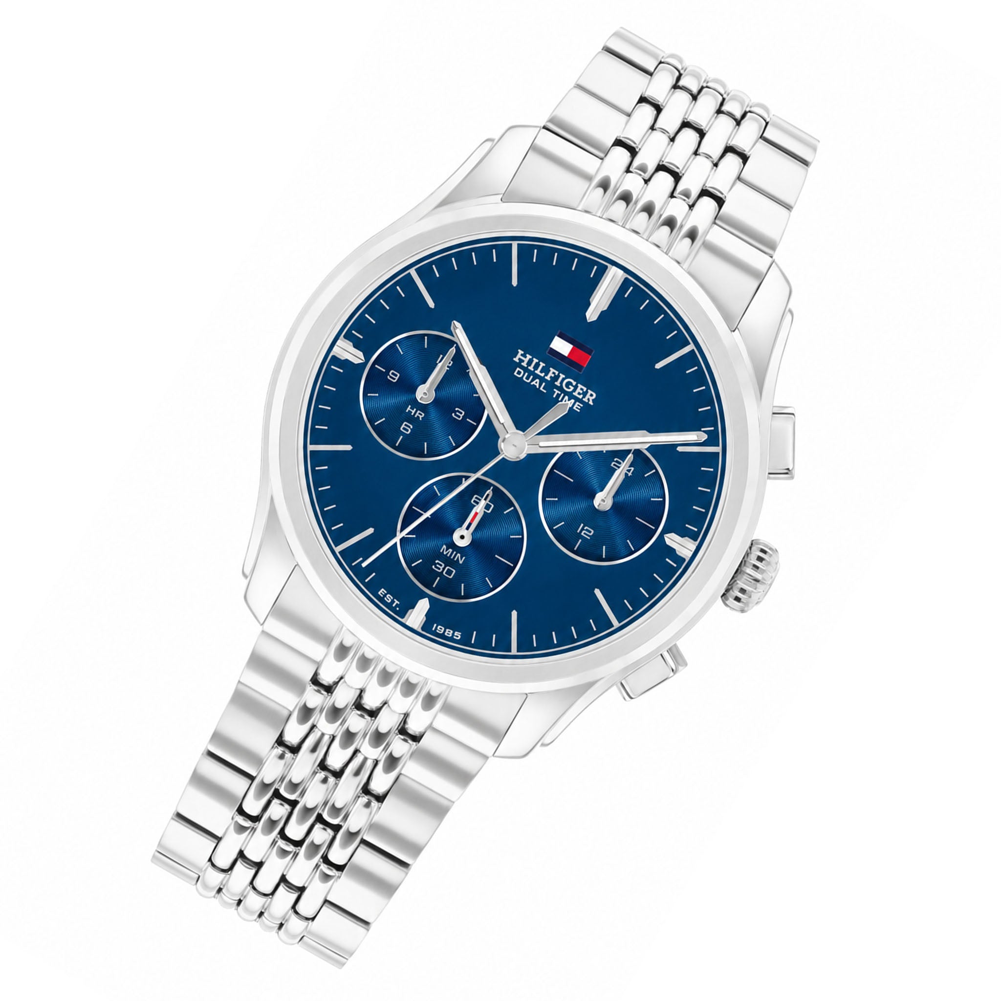 Tommy Hilfiger Silver Steel Blue Dial Multi-function Men's Watch - 1710811