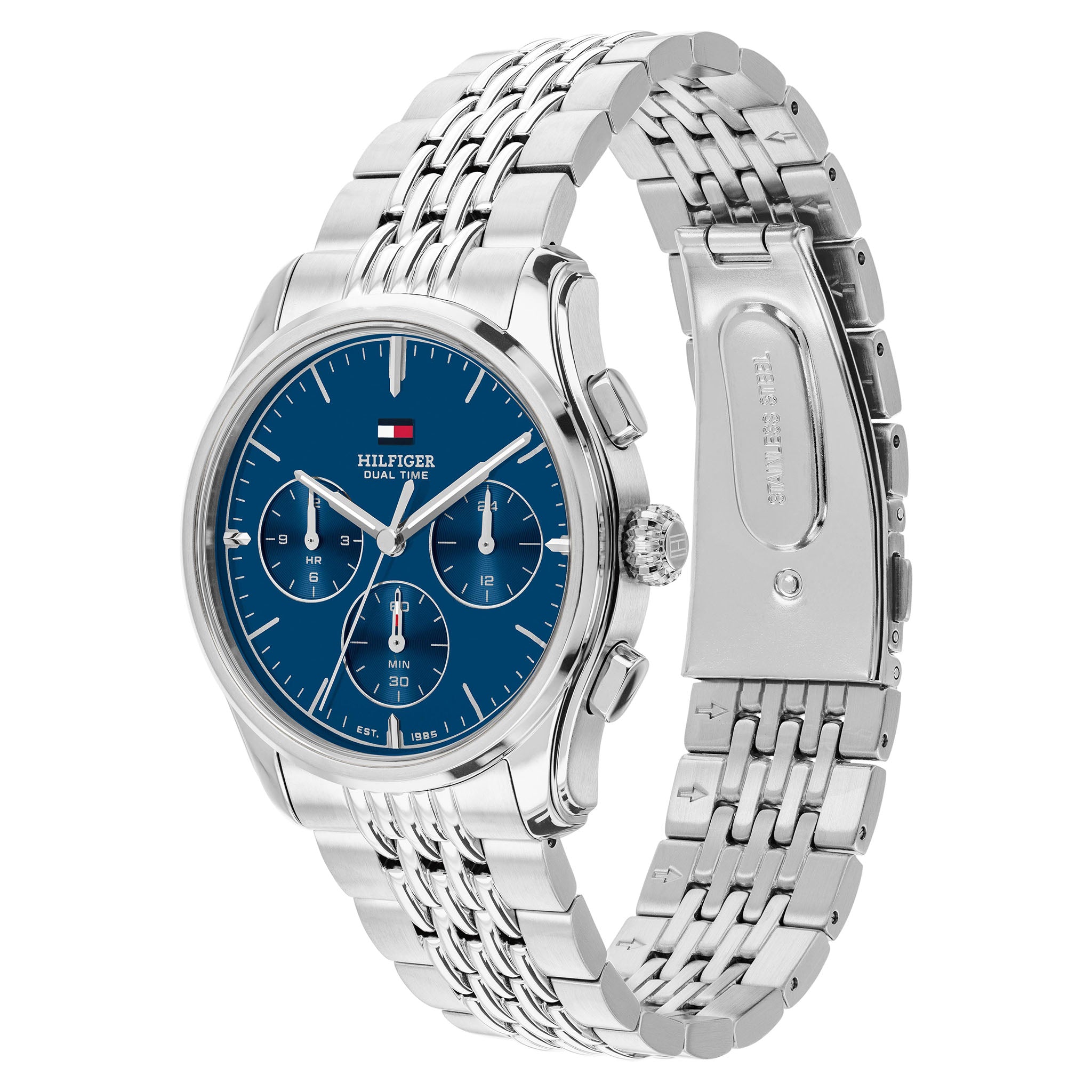 Tommy Hilfiger Silver Steel Blue Dial Multi-function Men's Watch - 1710811