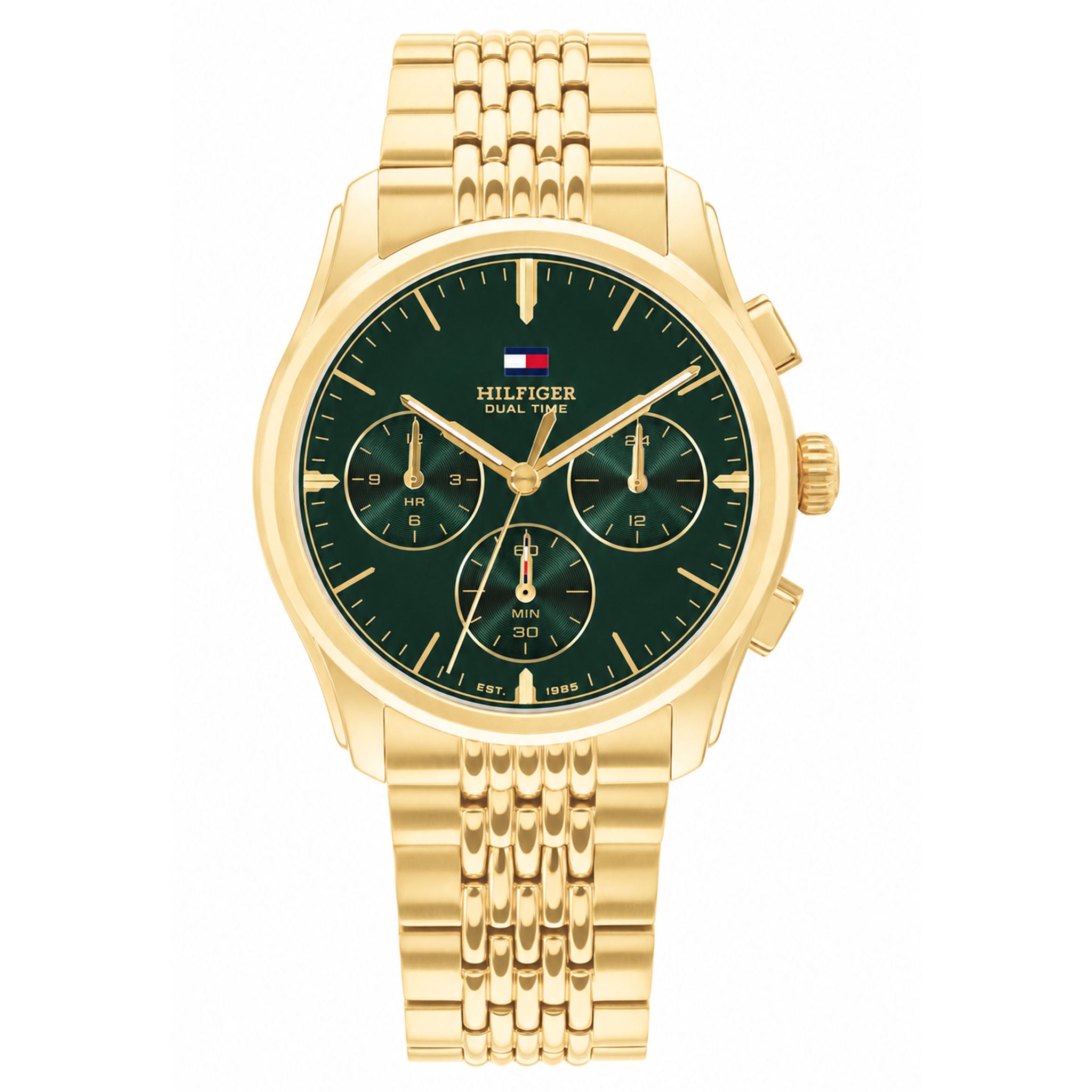 Tommy Hilfiger Gold Steel Emerald Green Dial Multi-function Men's Watch - 1710814