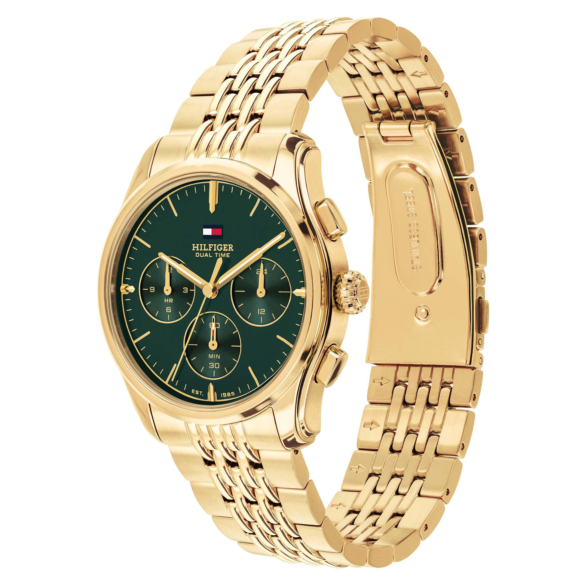Tommy Hilfiger Gold Steel Emerald Green Dial Multi-function Men's Watch - 1710814