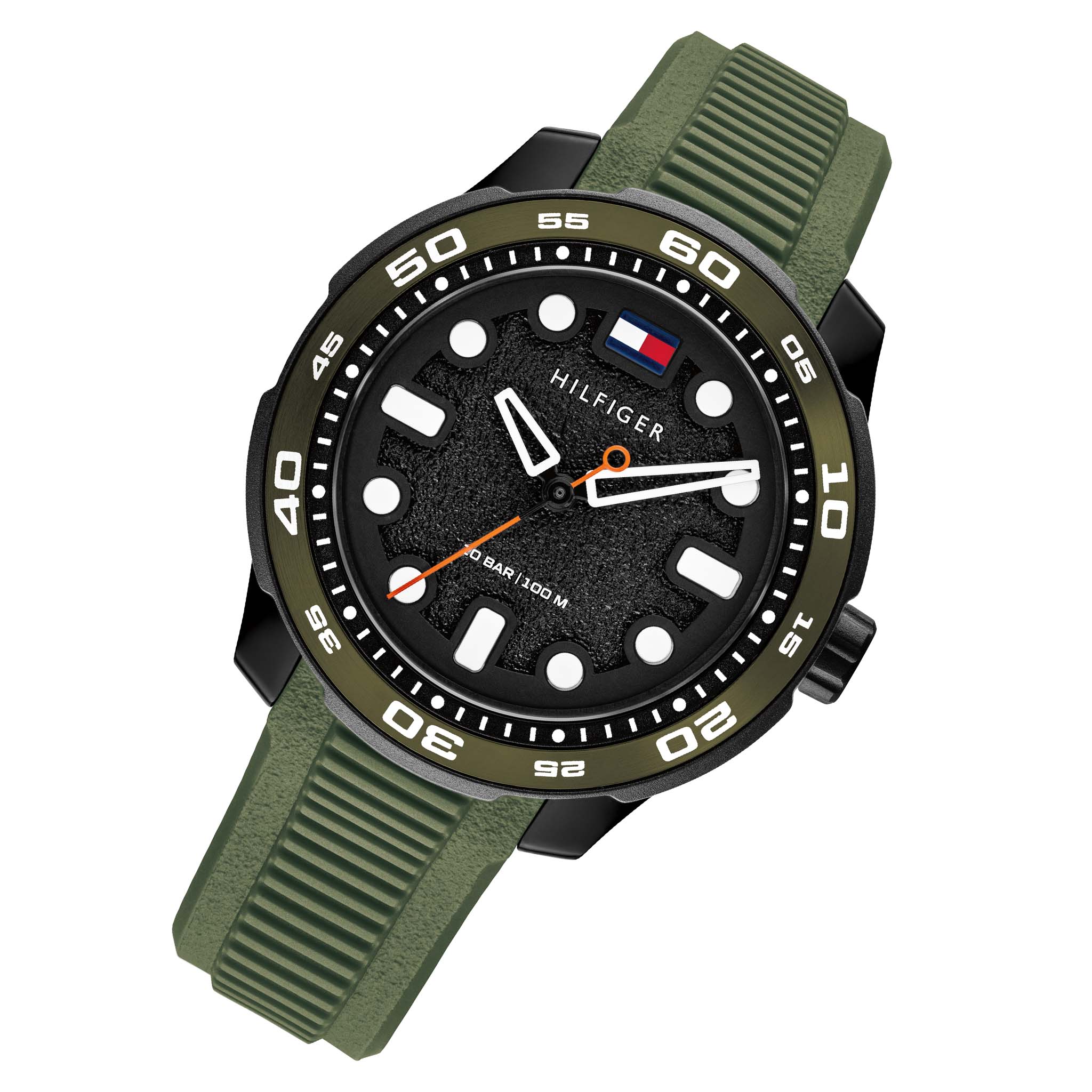 Tommy Hilfiger Green Silicone Black Dial Teens Watch - 1720059