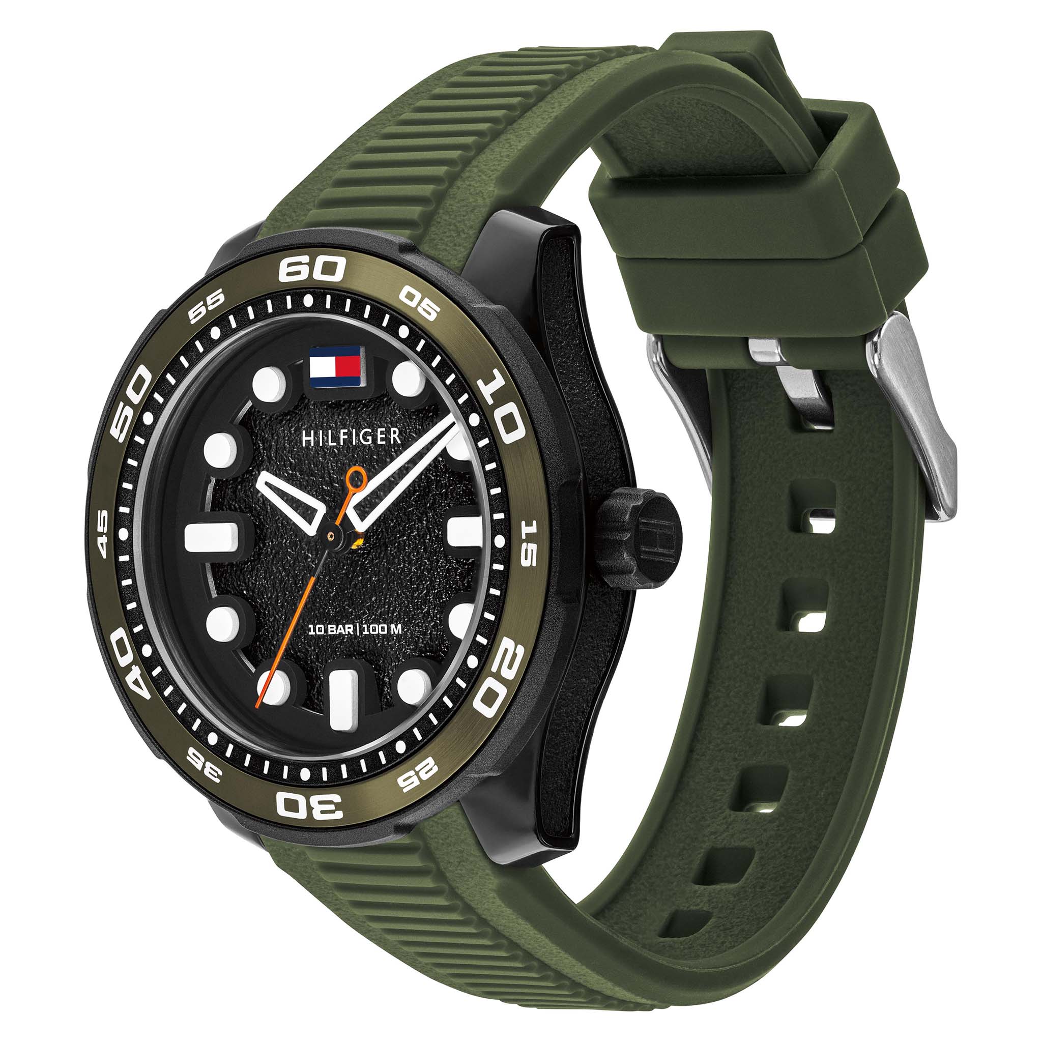 Tommy Hilfiger Green Silicone Black Dial Teens Watch - 1720059