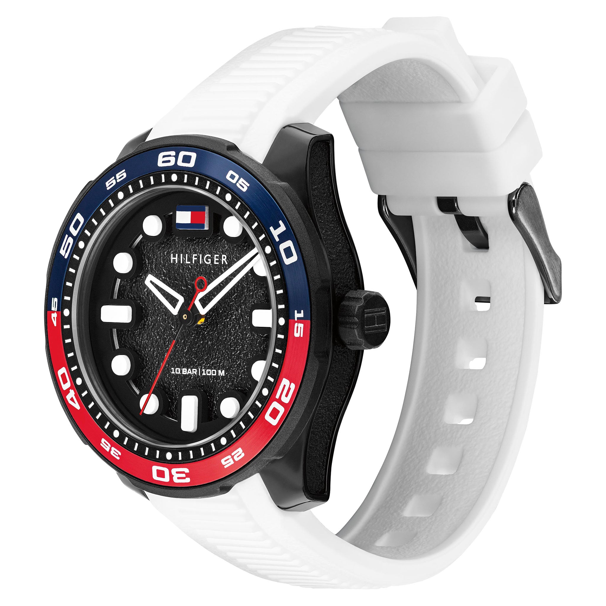 Tommy Hilfiger White Silicone Black Dial Teens Watch - 1720060