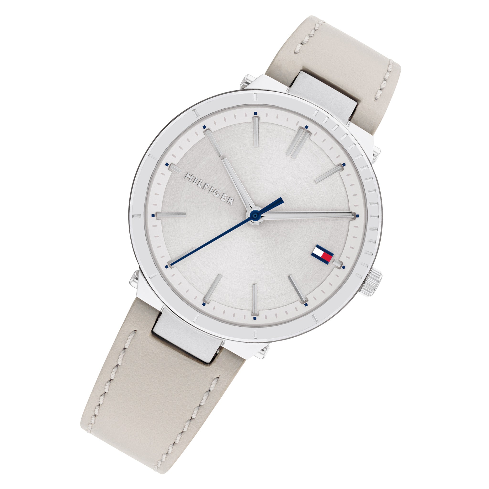Tommy Hilfiger Beige Leather Silver White Dial Women's Watch- 1782410