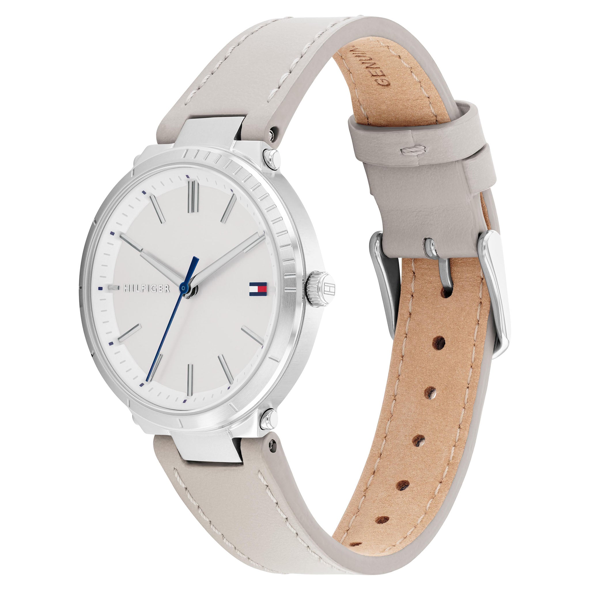 Tommy Hilfiger Beige Leather Silver White Dial Women's Watch- 1782410