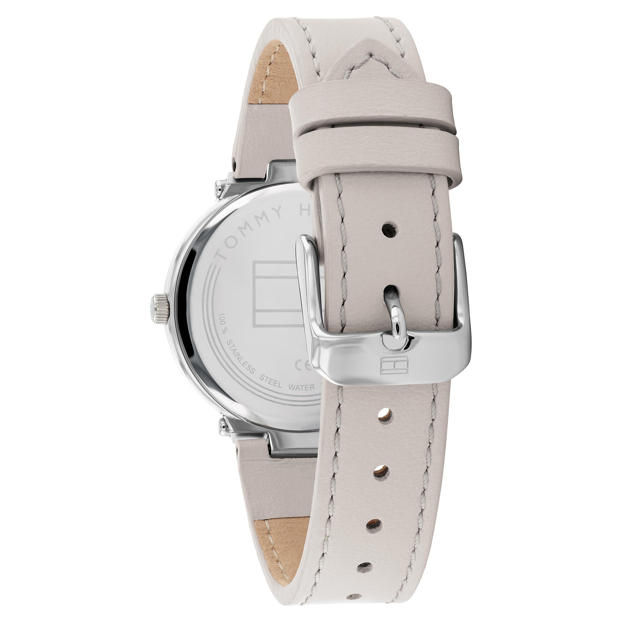 Tommy Hilfiger Beige Leather Silver White Dial Women's Watch- 1782410