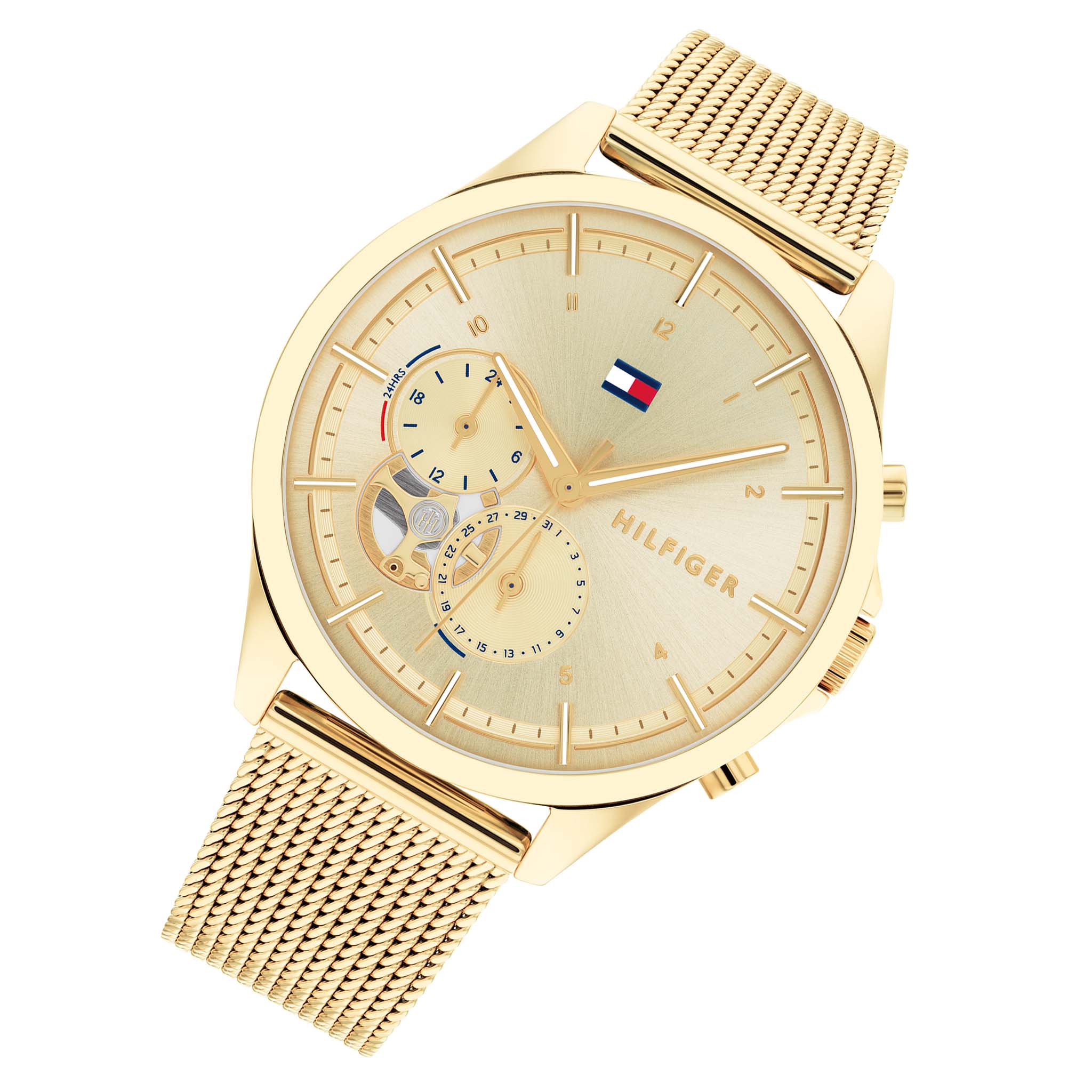 Tommy Hilfiger Gold Steel Mesh Multi-function Women's Watch - 1782417