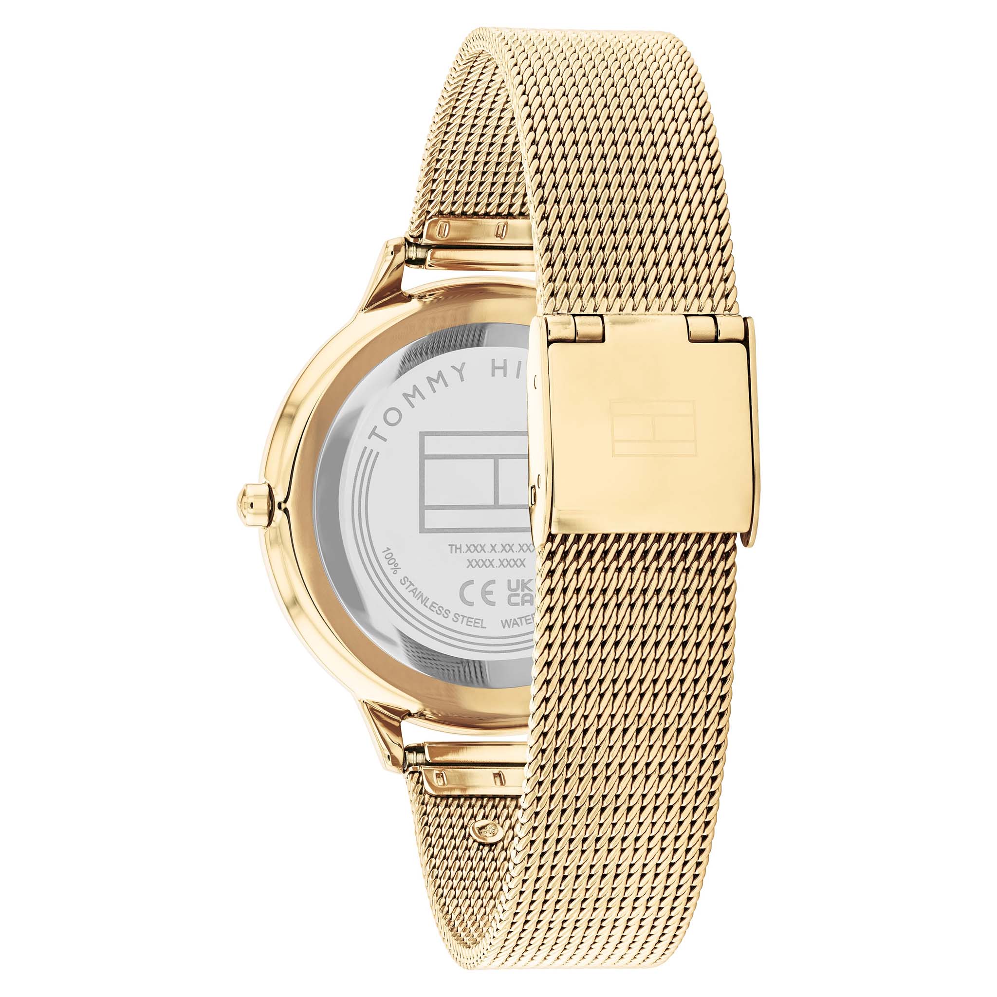 Tommy Hilfiger Gold Steel Mesh Light Champagne Dial Slim Women's Watch - 1782588