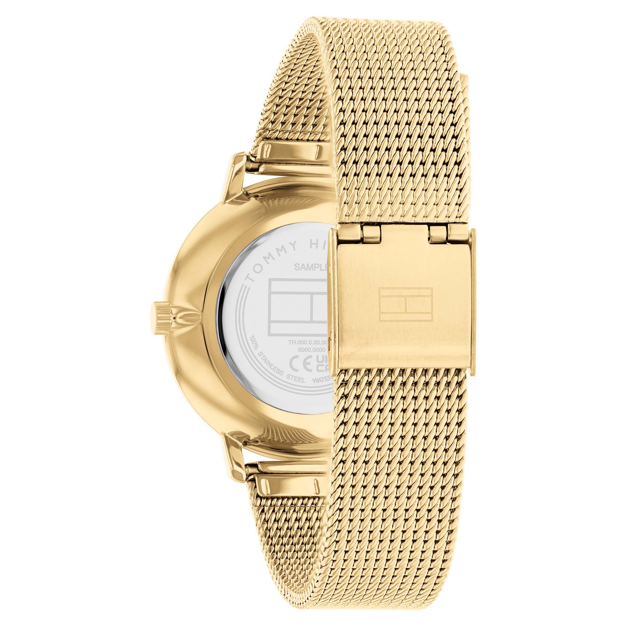 Tommy Hilfiger Gold Steel Mesh Green Dial Women's Watch - 1782668