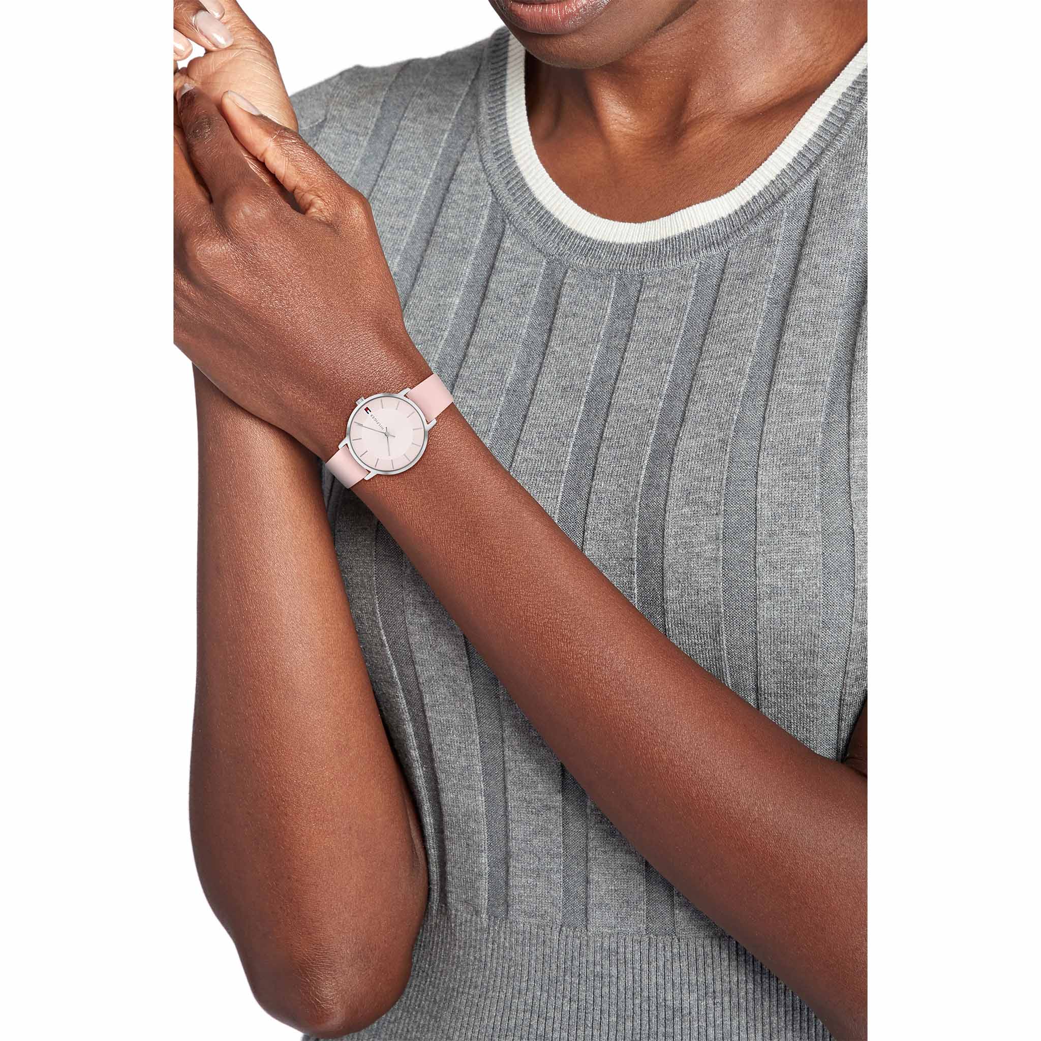 Tommy Hilfiger Leather Blush Dial Women's Watch - 1782670