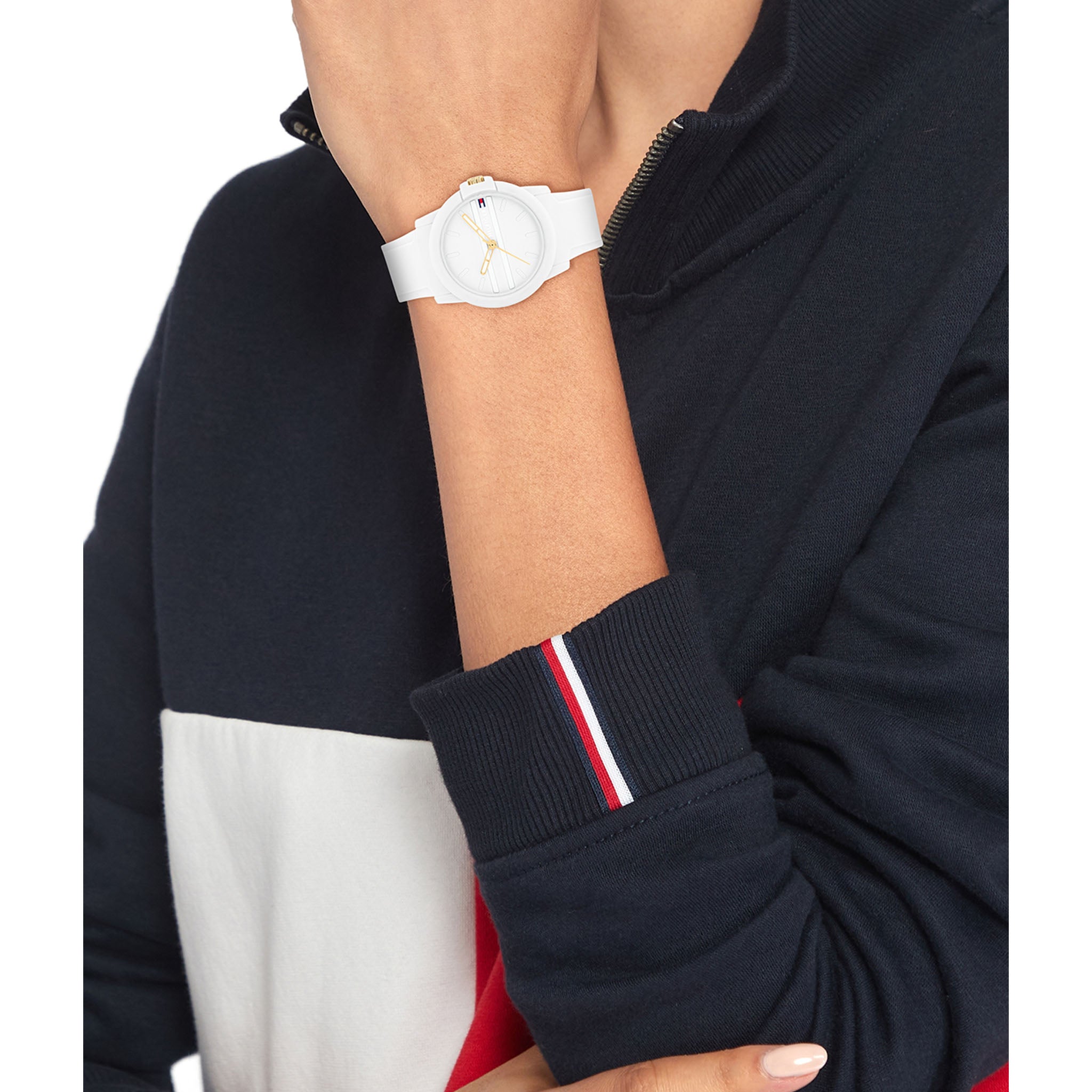Tommy Hilfiger White Silicone Silver White Dial Women's Watch - 1782687