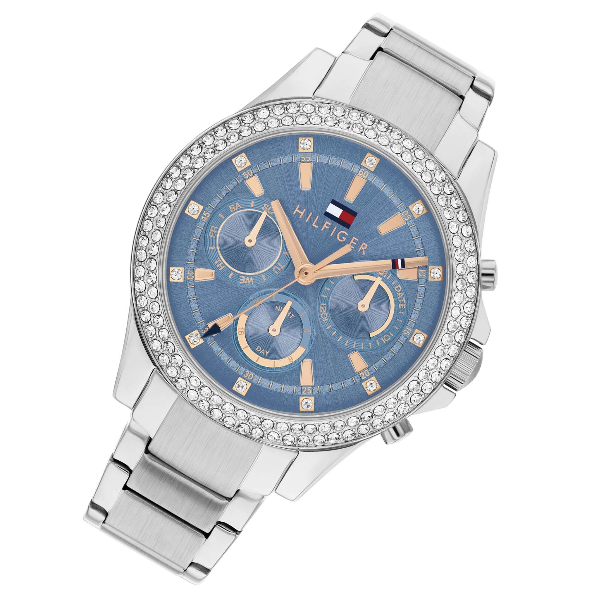 Tommy Hilfiger Silver Steel Blue Dial Multi-function Women's Watch - 1782690