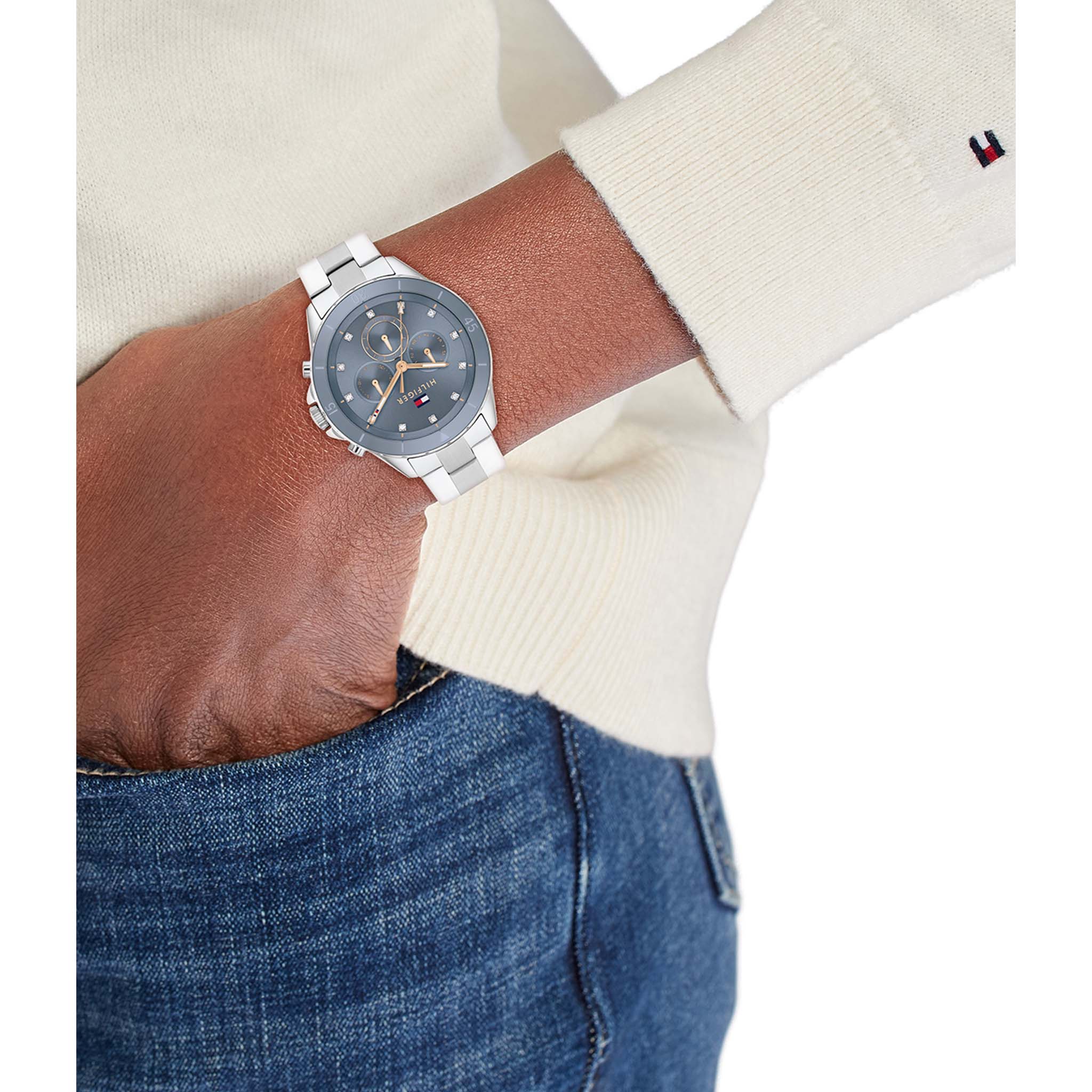 Tommy Hilfiger Stainless Steel Blue Dial Multi-function Women's Watch - 1782708