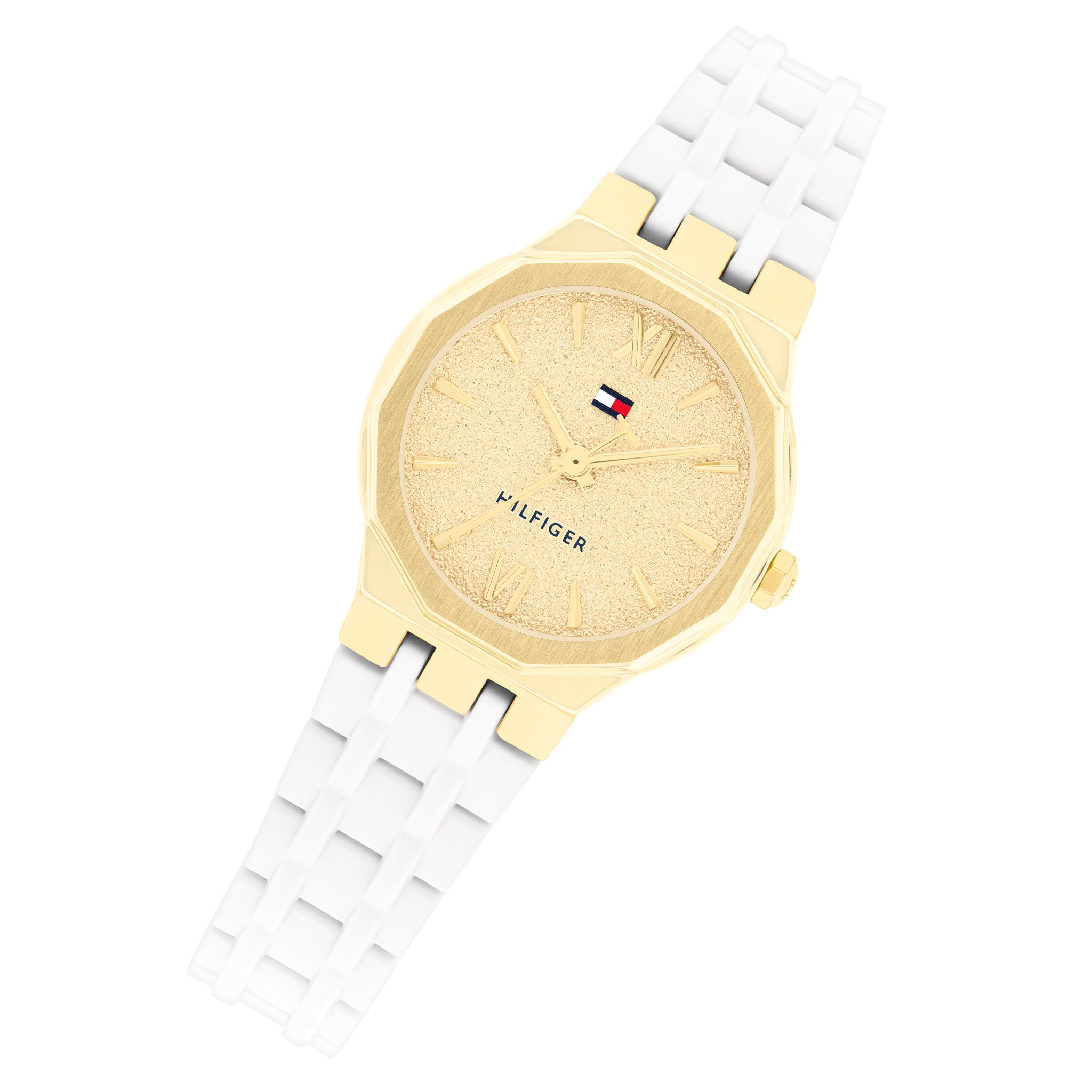 Tommy Hilfiger White Silicone Gold Dial Women's Watch - 1782883