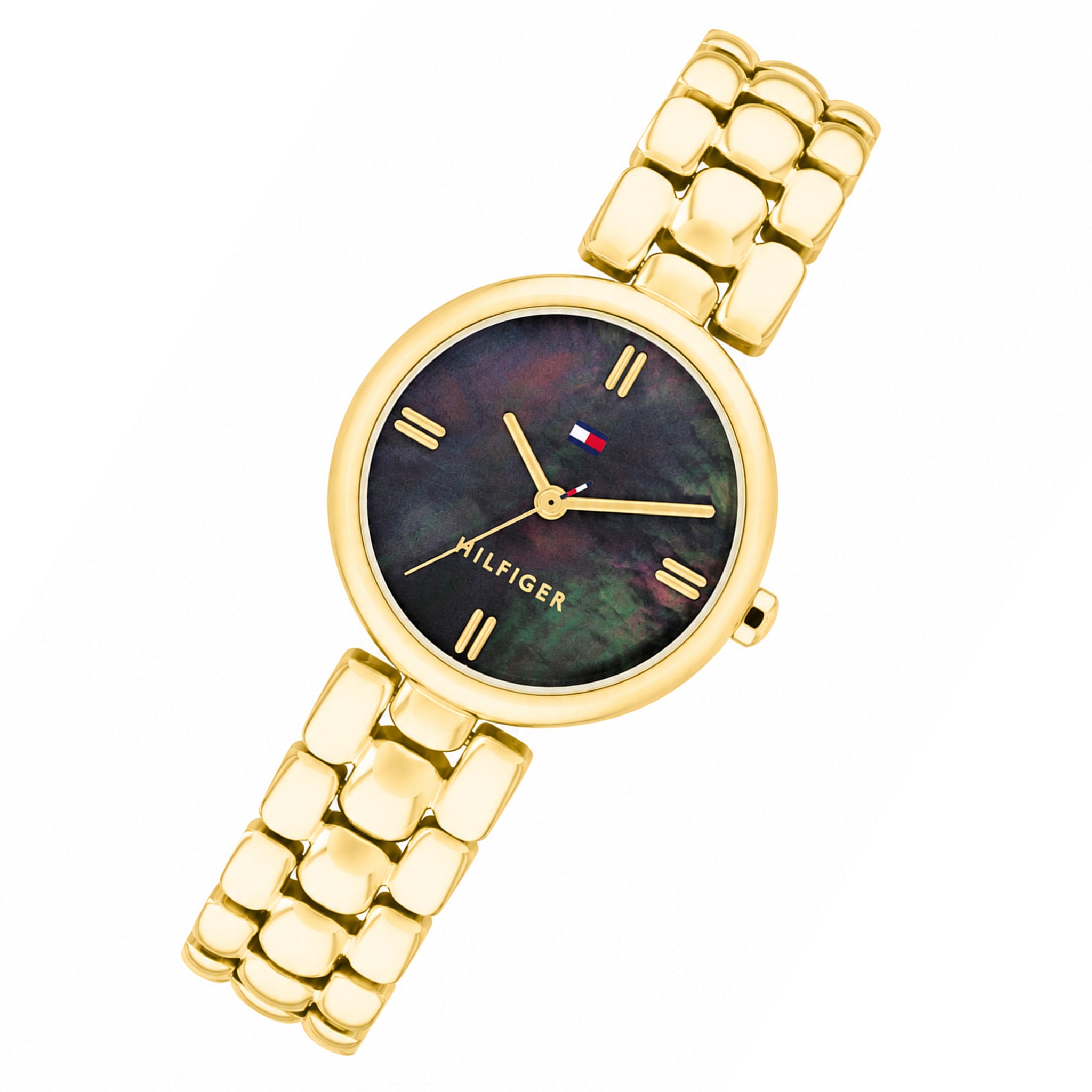 Tommy Hilfiger Gold Steel Black MOP Dial Women's Watch - 1782930
