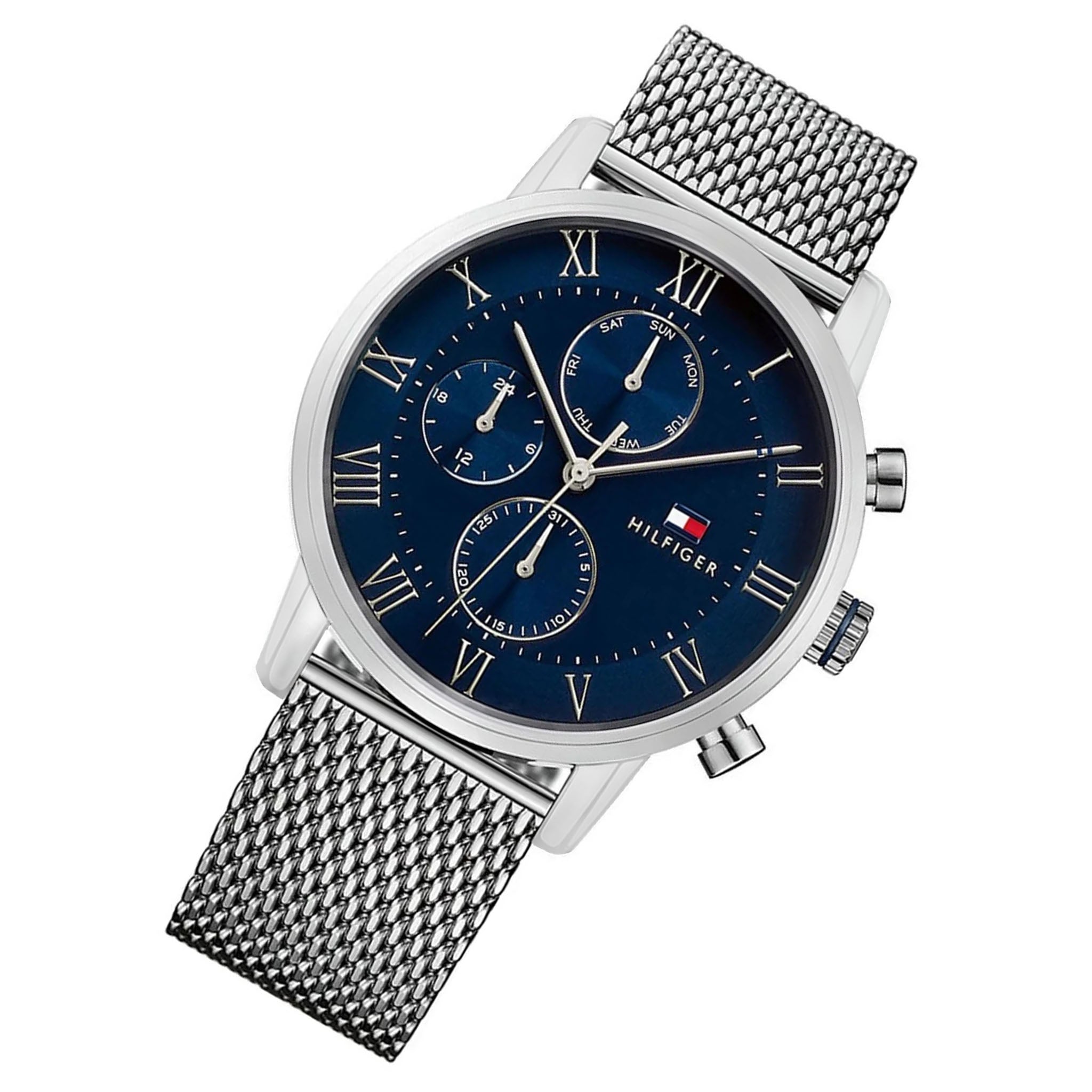 Tommy Hilfiger Stainless Steel Mesh Blue Dial Men's Multi-function Watch - 1791398