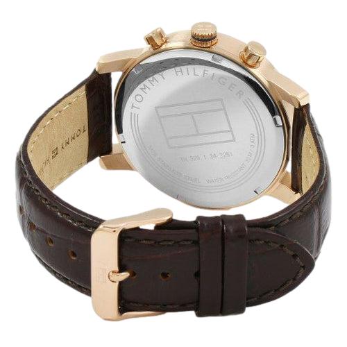 Tommy Hilfiger Brown Leather Blue Dial Men's Multi-function Watch - 1791399