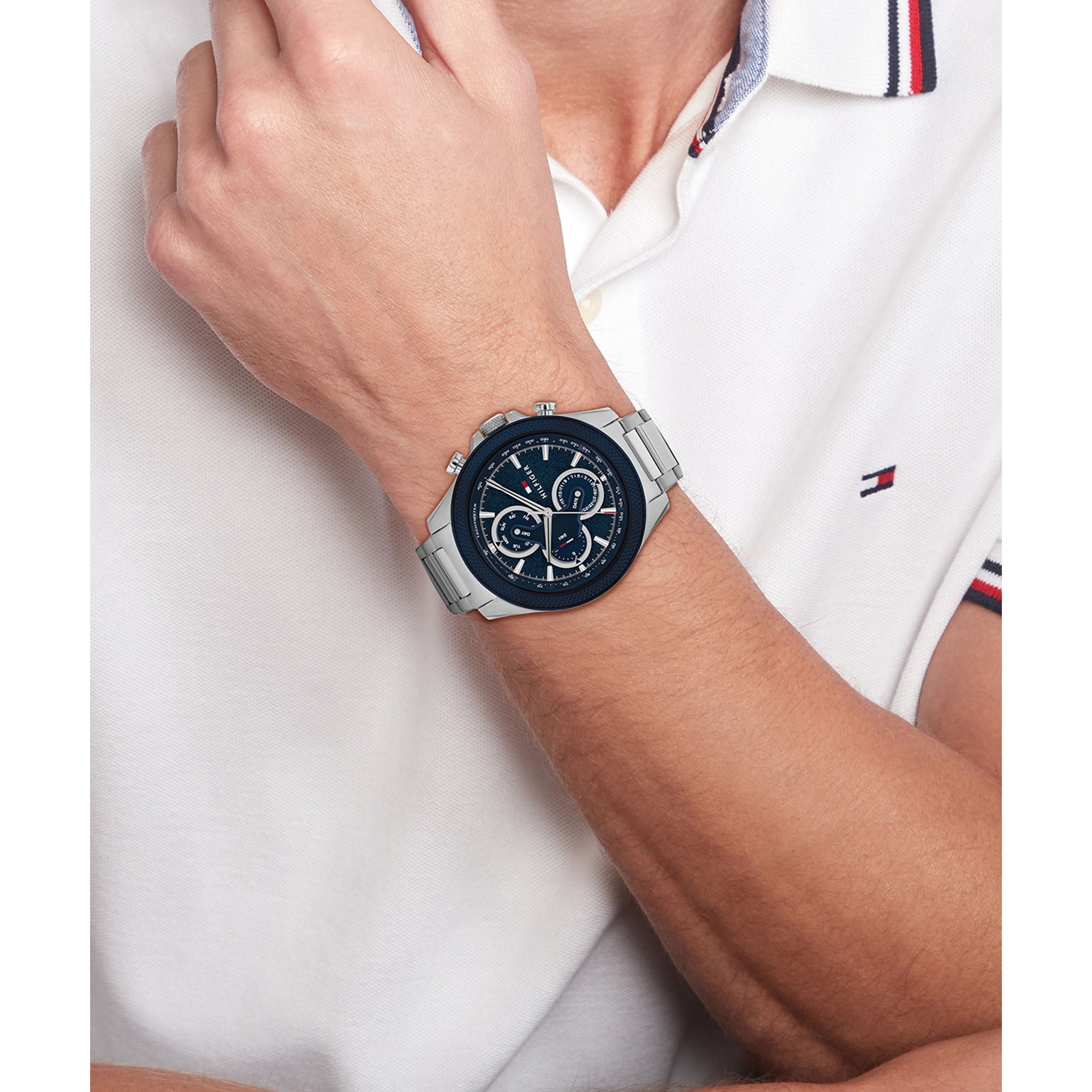 Tommy Hilfiger Silver Steel Navy Dial Multi-function Men's Watch - 1792080