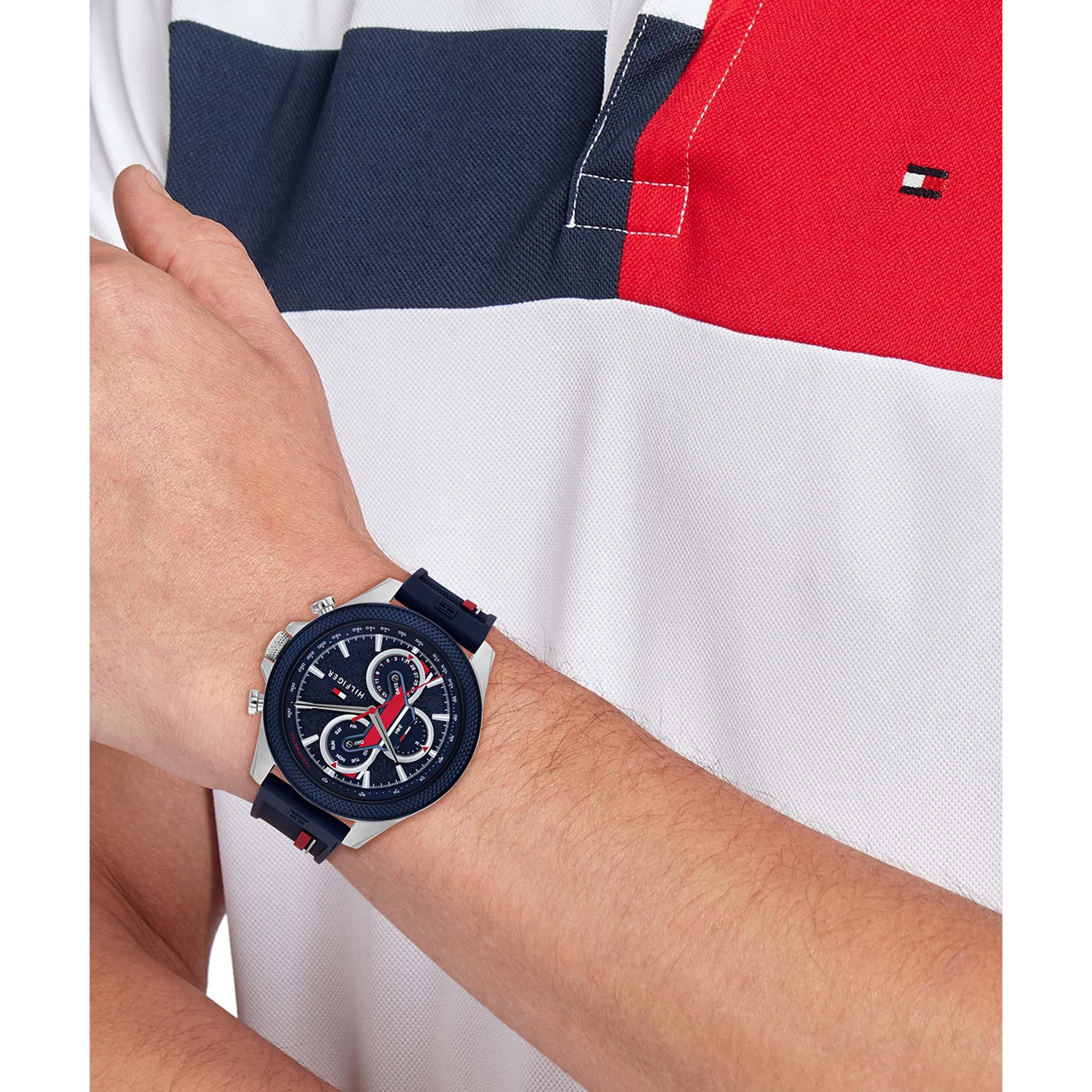 Tommy Hilfiger Multi-Colour Silicone Navy Dial Multi-function Men's Watch - 1792083