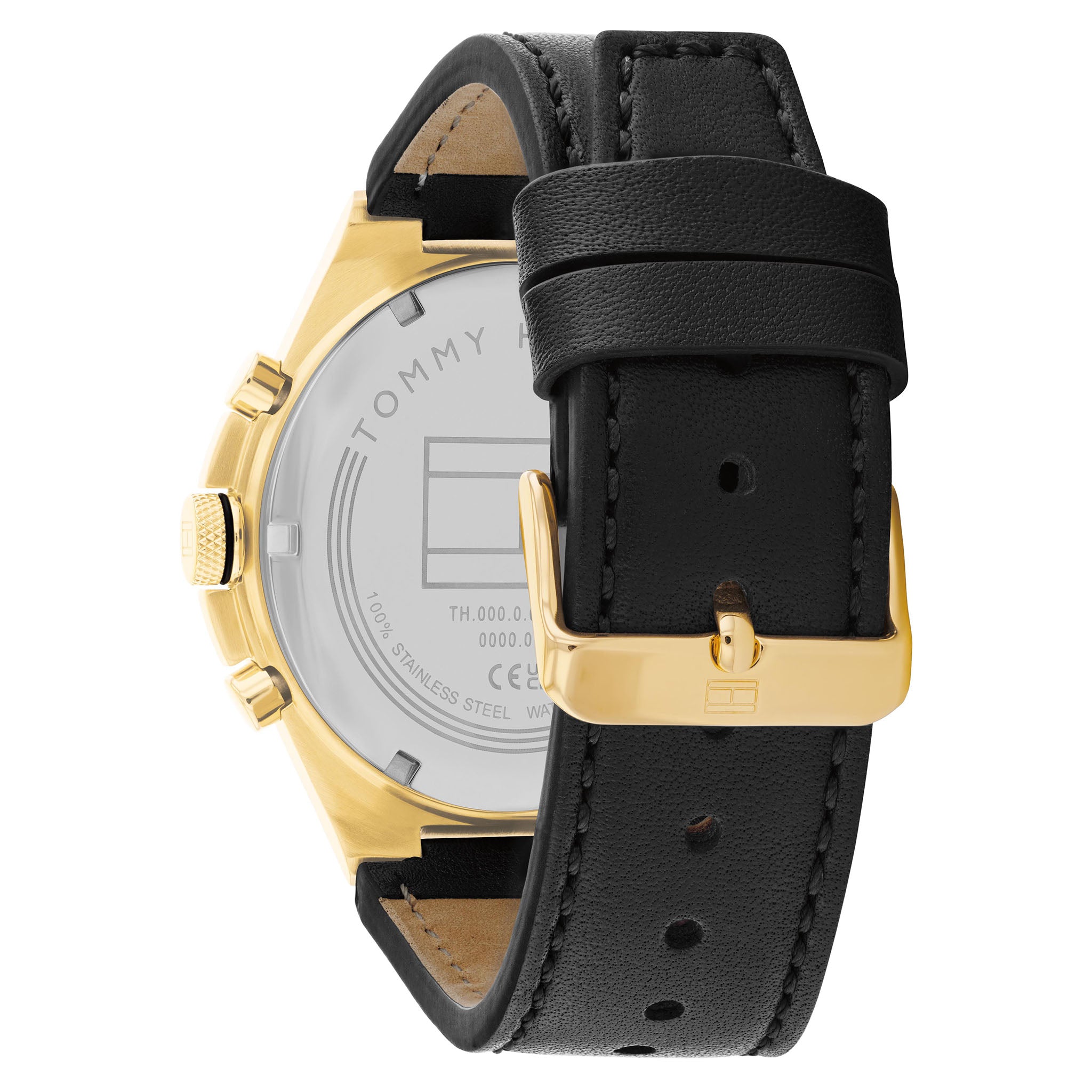 Tommy Hilfiger Black Leather Multi-function Men's Watch - 1792086