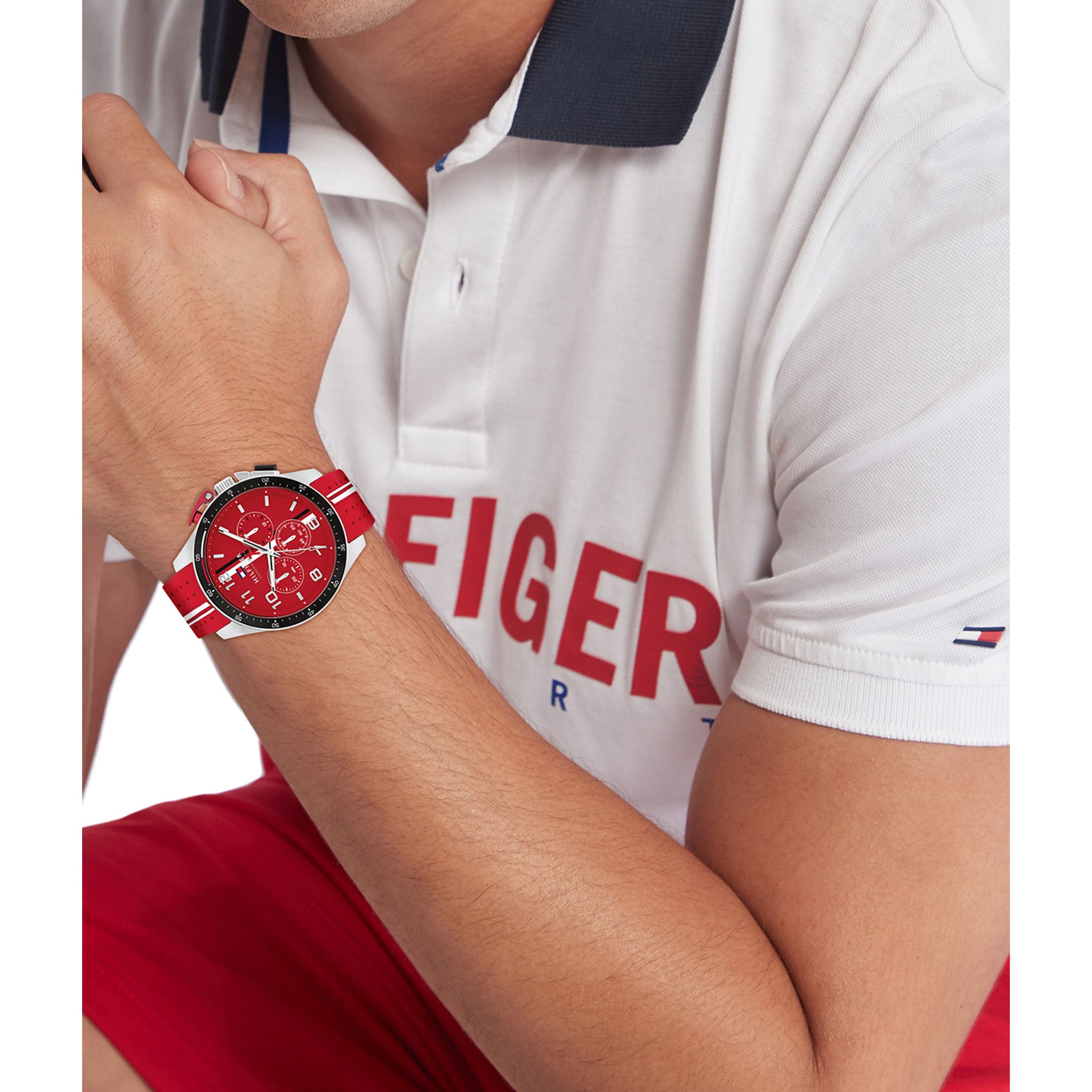 Tommy Hilfiger Red Silicone Chronograph Men's Watch - 1792170
