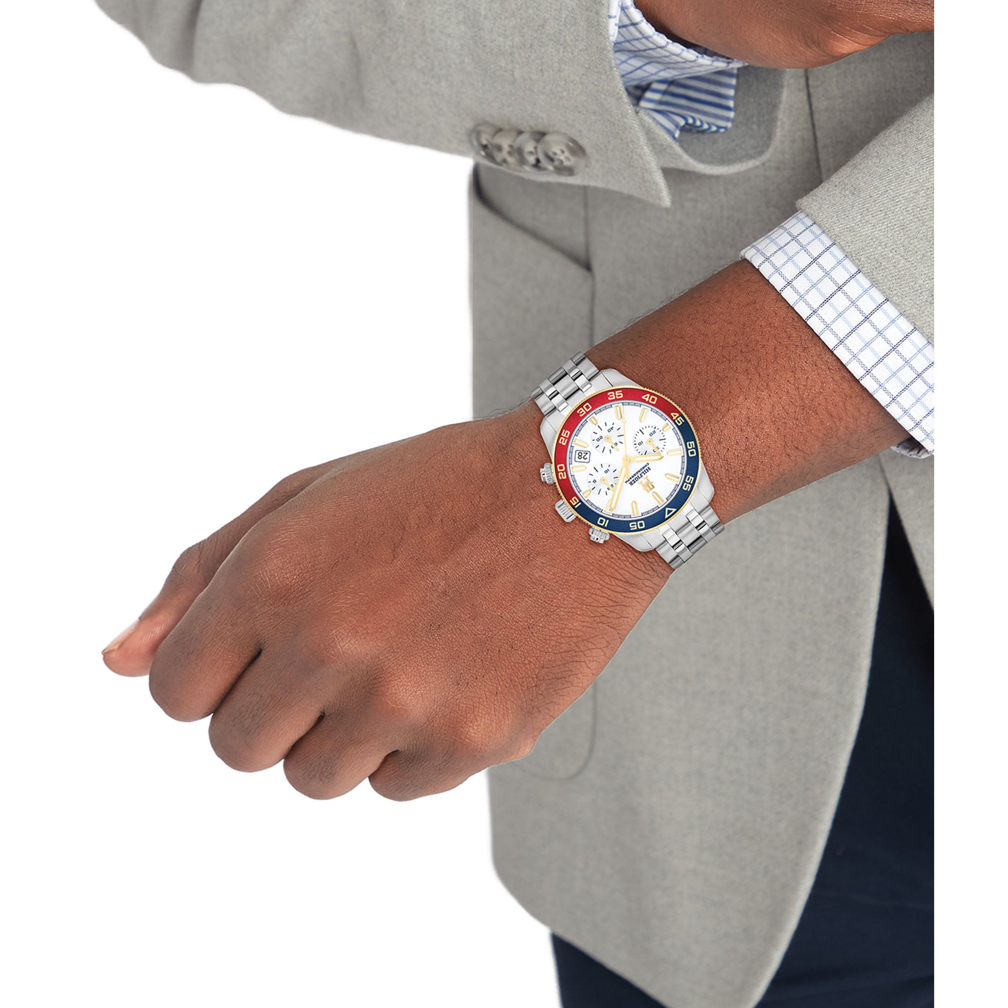 Tommy Hilfiger Stainless Steel White Dial Chronograph Men's Watch - 1792184