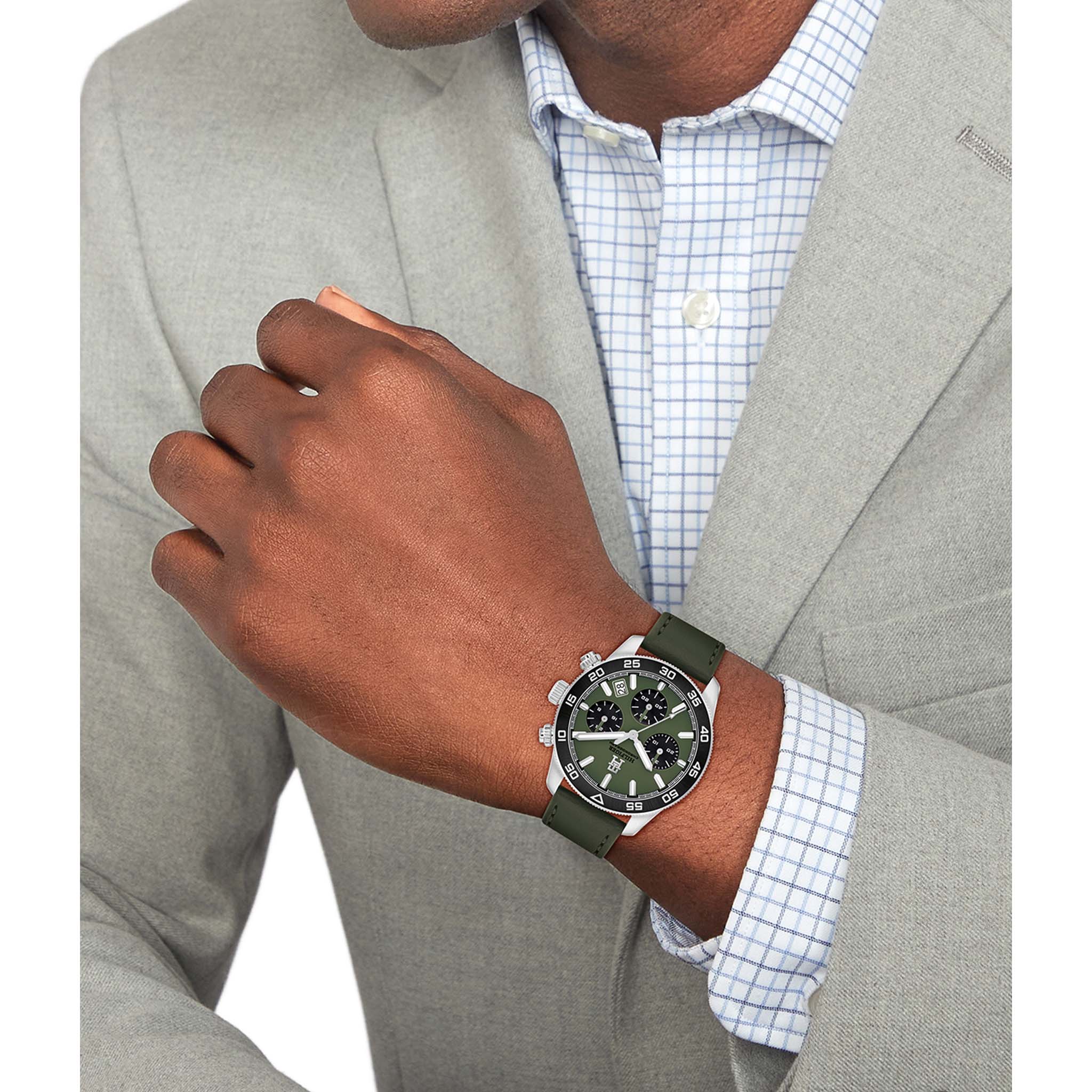 Tommy Hilfiger Green Leather Chronograph Men's Watch - 1792188