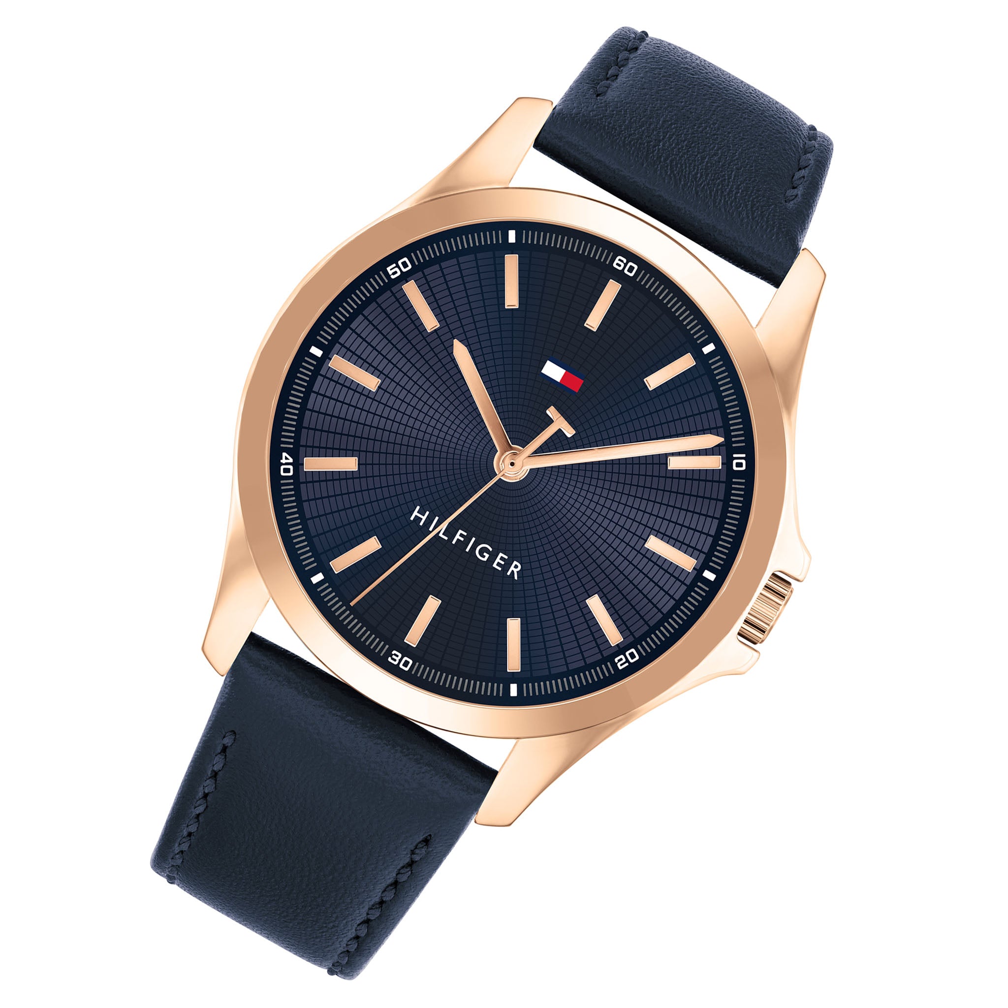 Tommy Hilfiger Blue Leather Navy Dial Men's Watch - 1792189