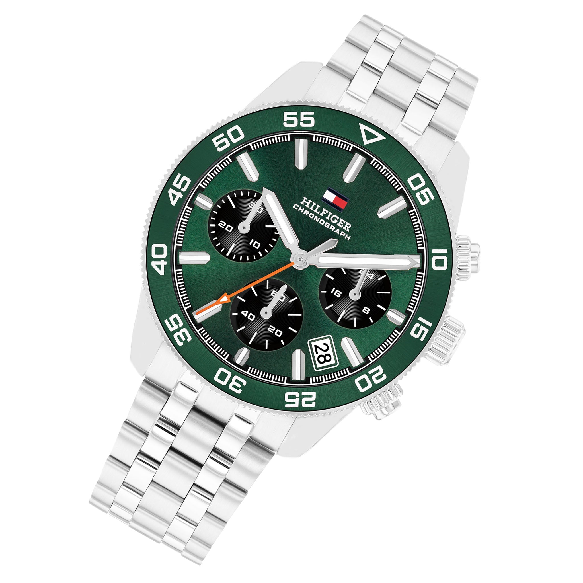Tommy Hilfiger Stainless Steel Green Dial Chronograph Men's Watch - 1792214